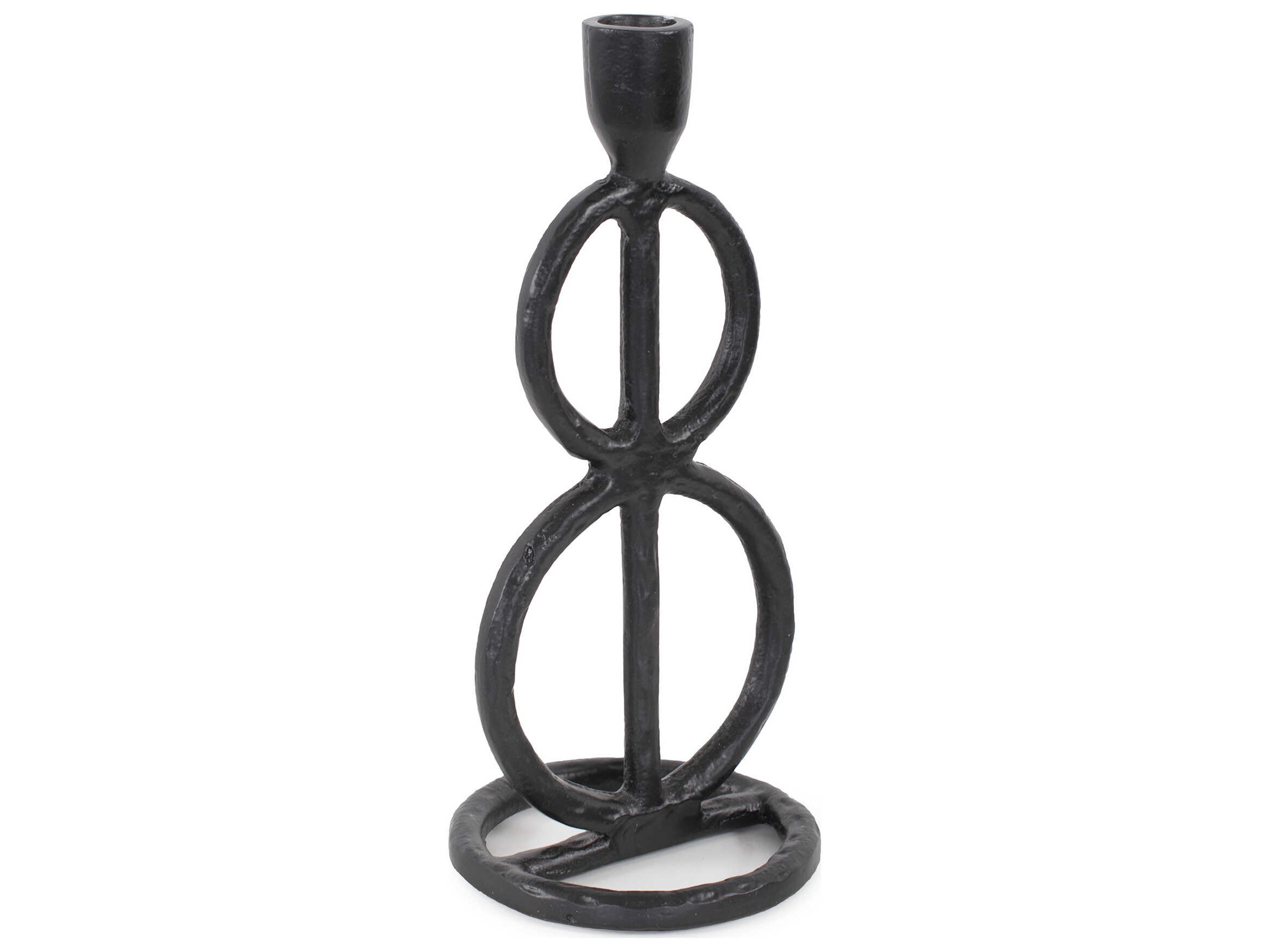 Howard Elliott Matte Black Double Circle Arman Candle Holder