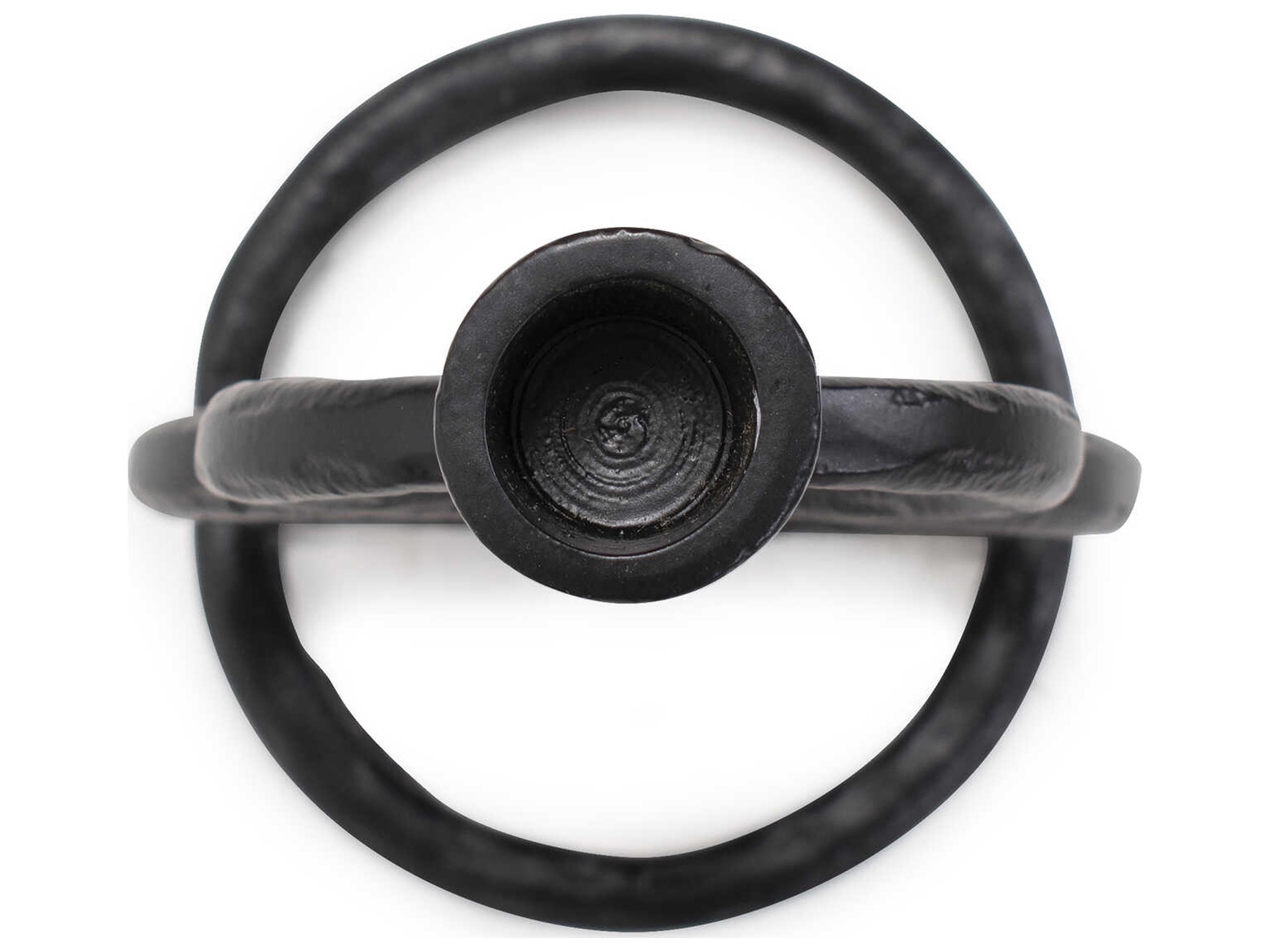 Howard Elliott Matte Black Double Circle Arman Candle Holder