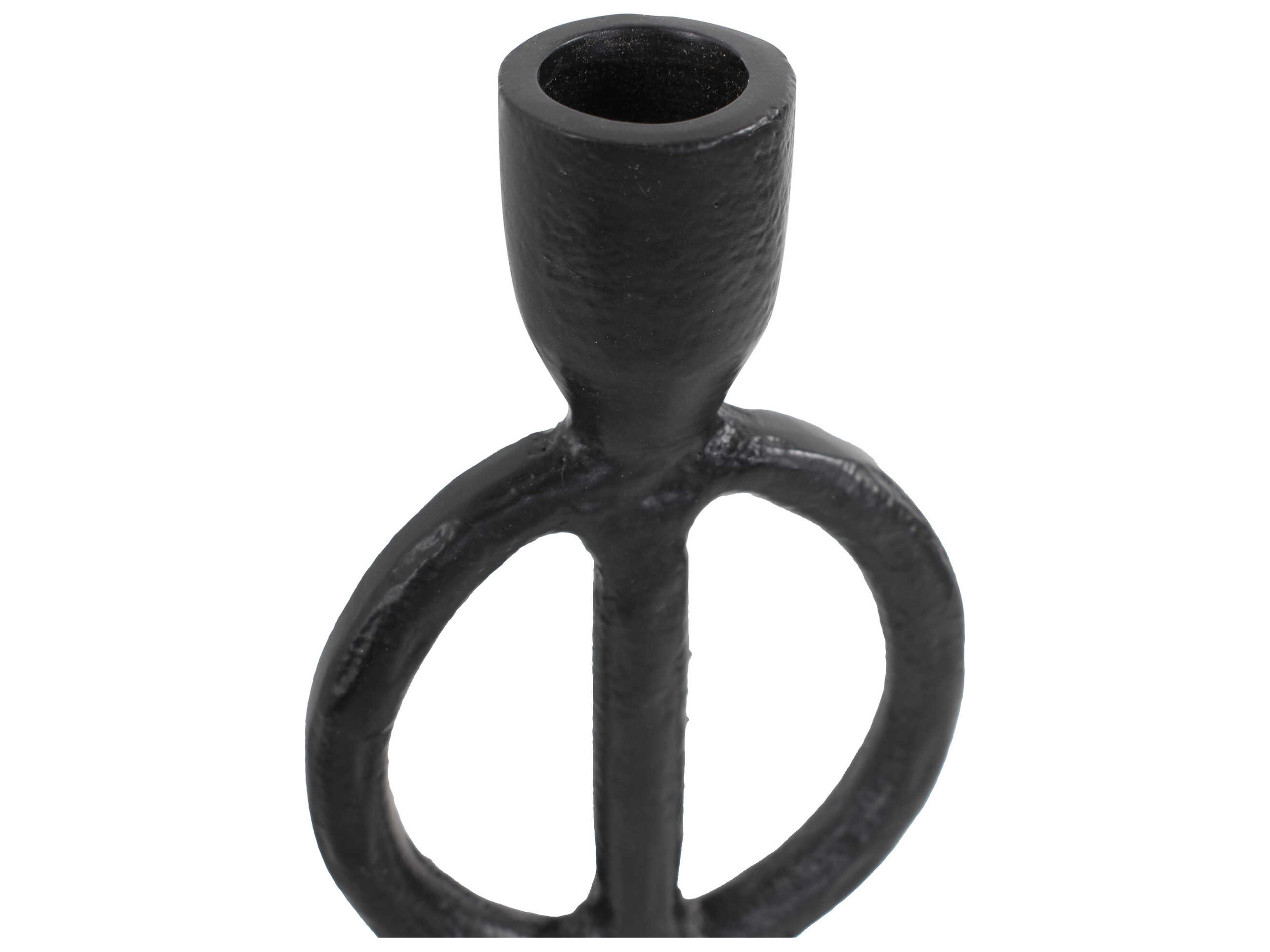 Howard Elliott Matte Black Double Circle Arman Candle Holder