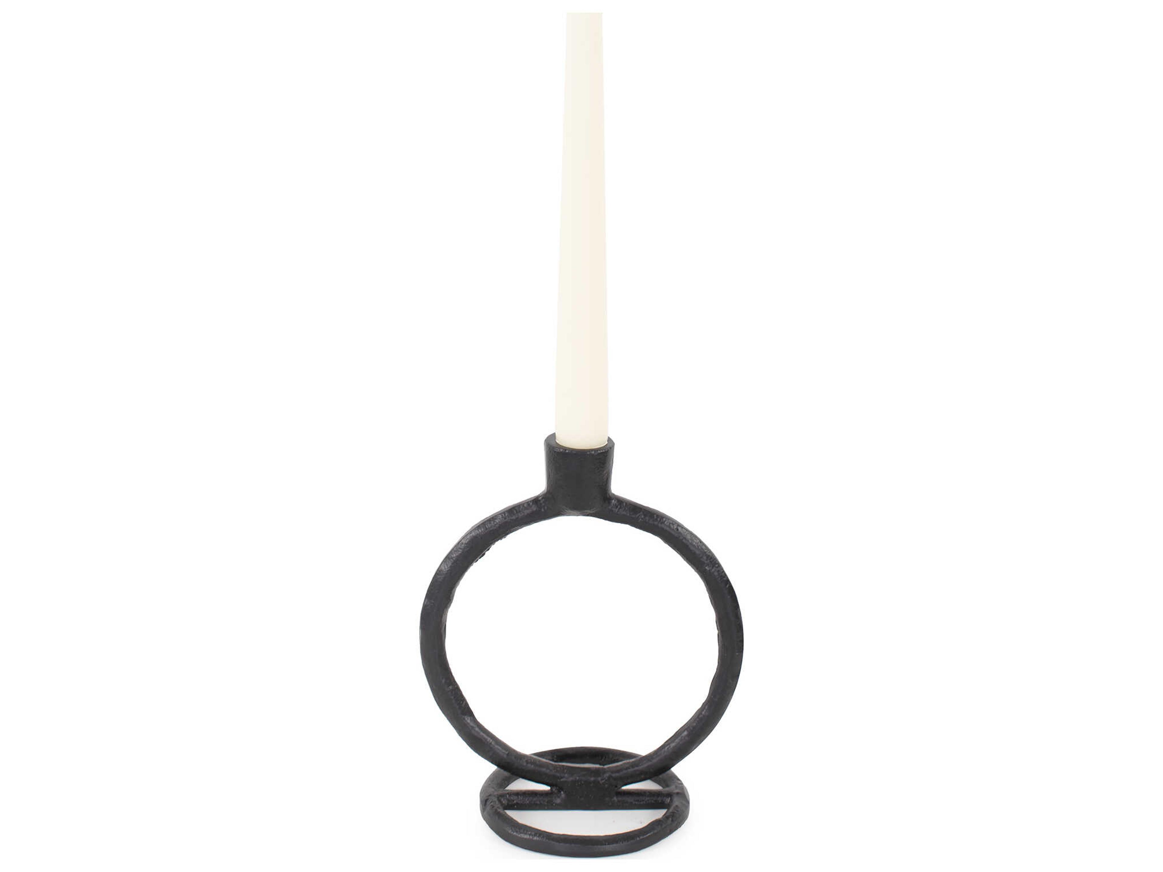 Howard Elliott Matte Black Single Circle Arman Candle Holder