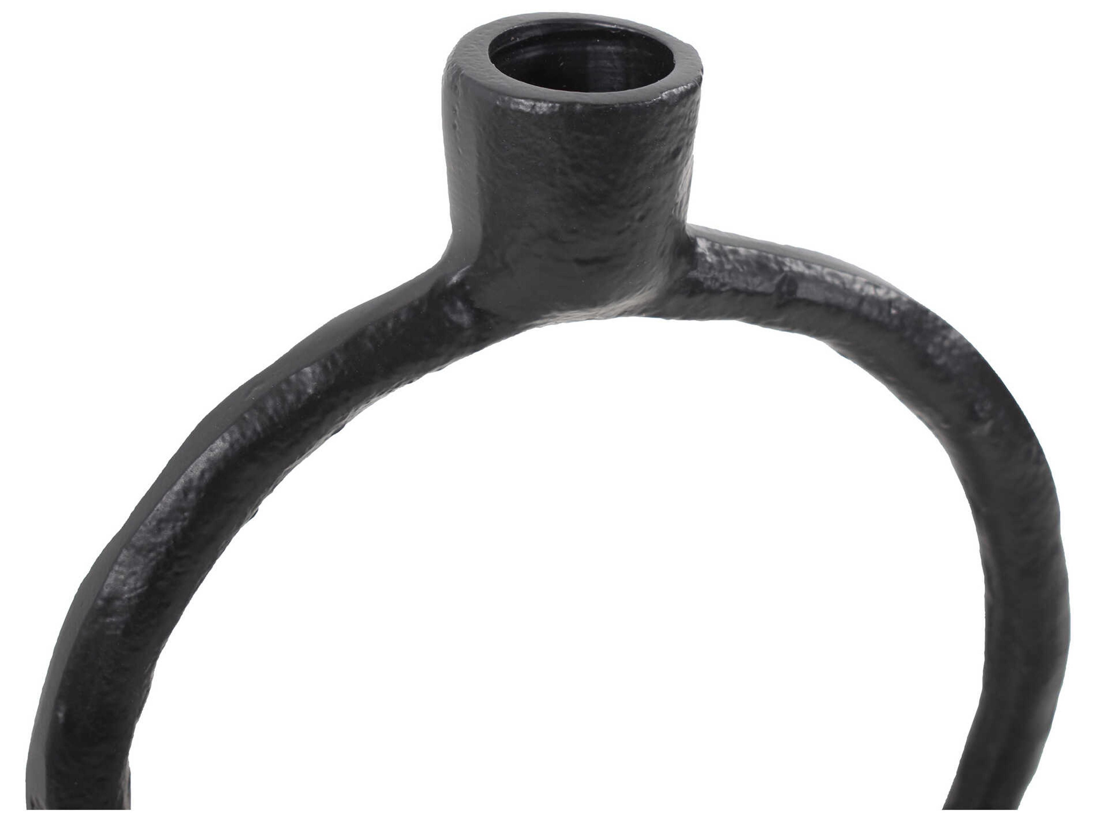 Howard Elliott Matte Black Single Circle Arman Candle Holder