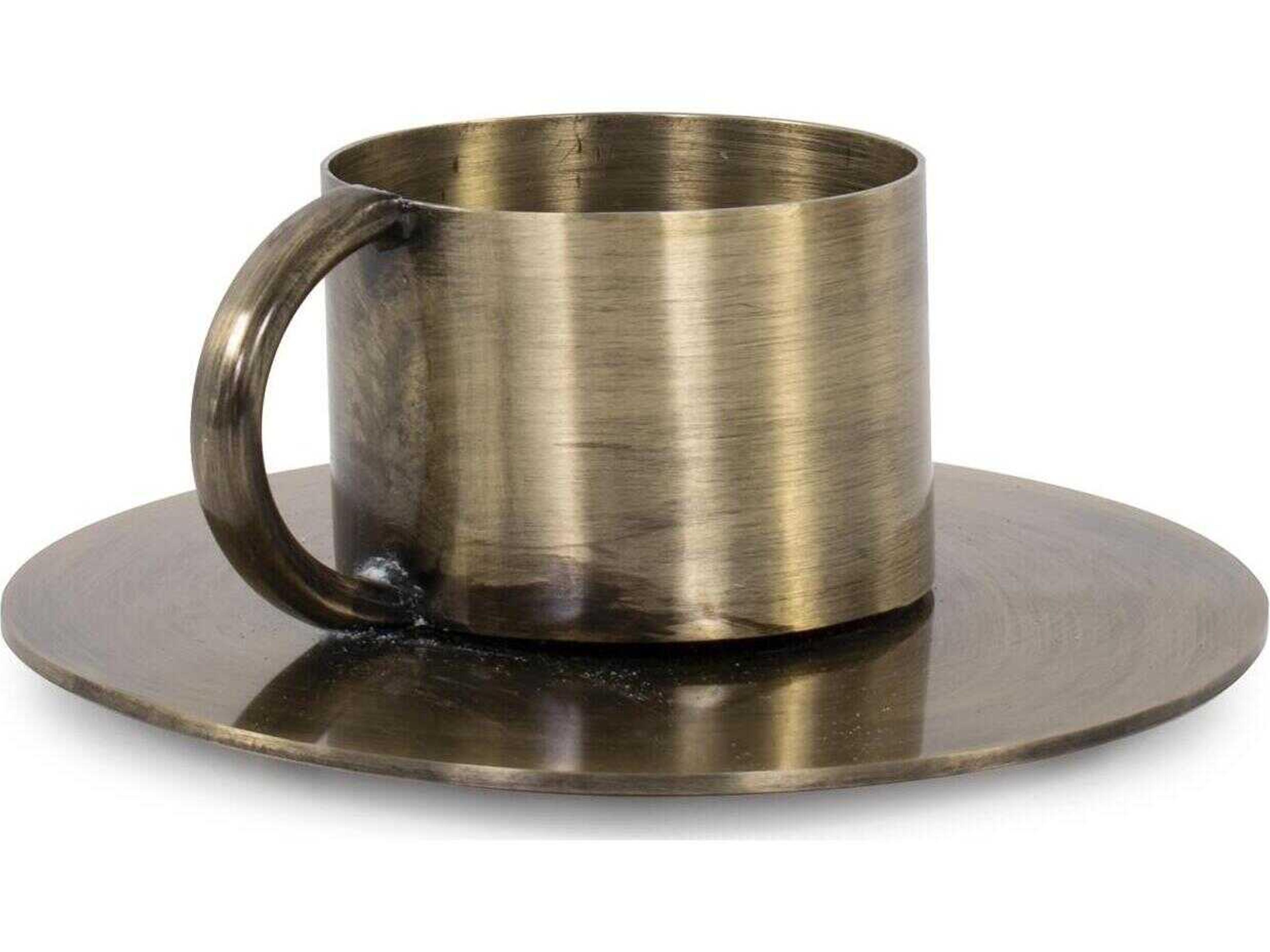 Howard Elliott Antiqued Gold Italo Short Candle Holder with Handle