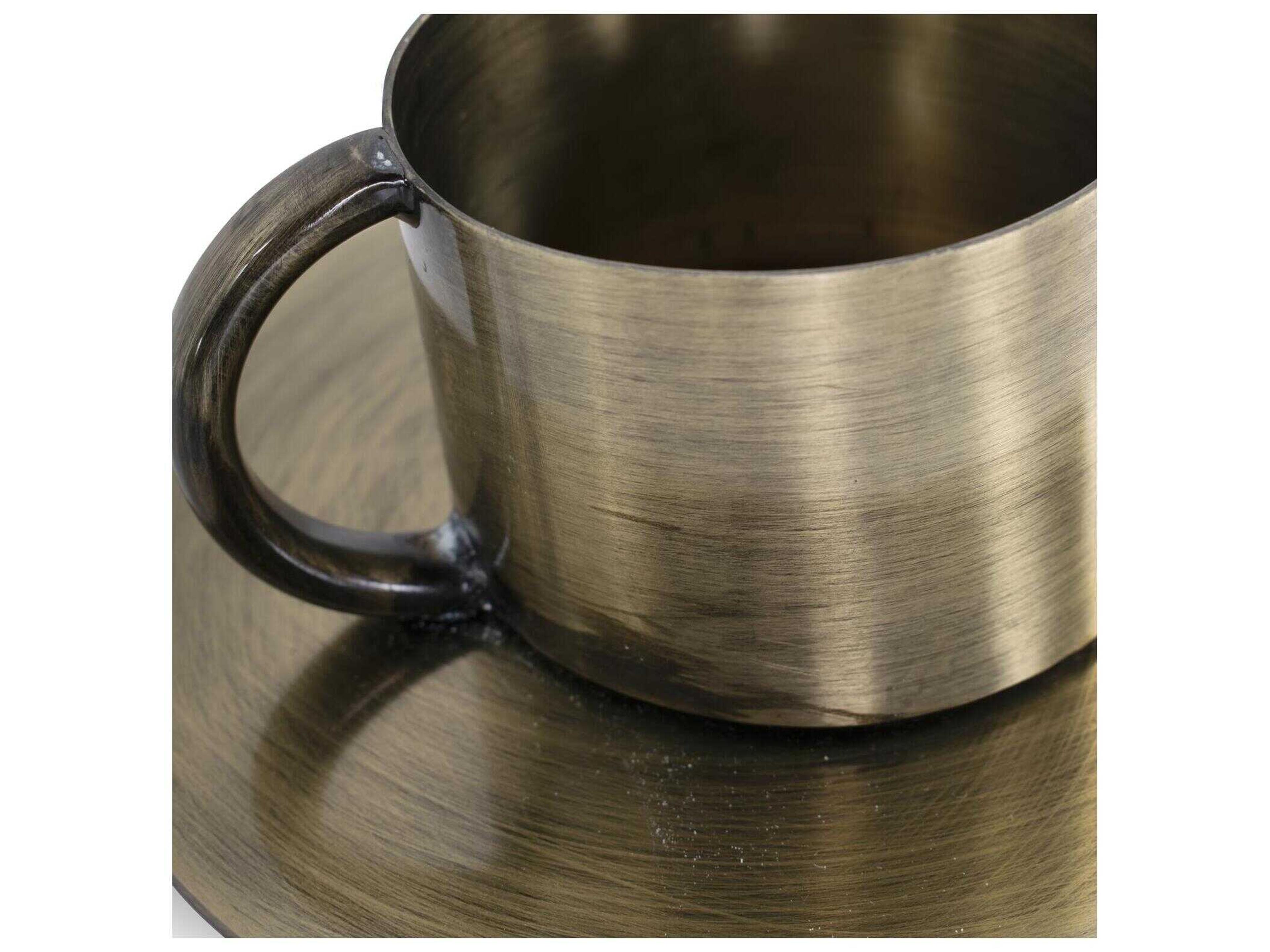 Howard Elliott Antiqued Gold Italo Short Candle Holder with Handle