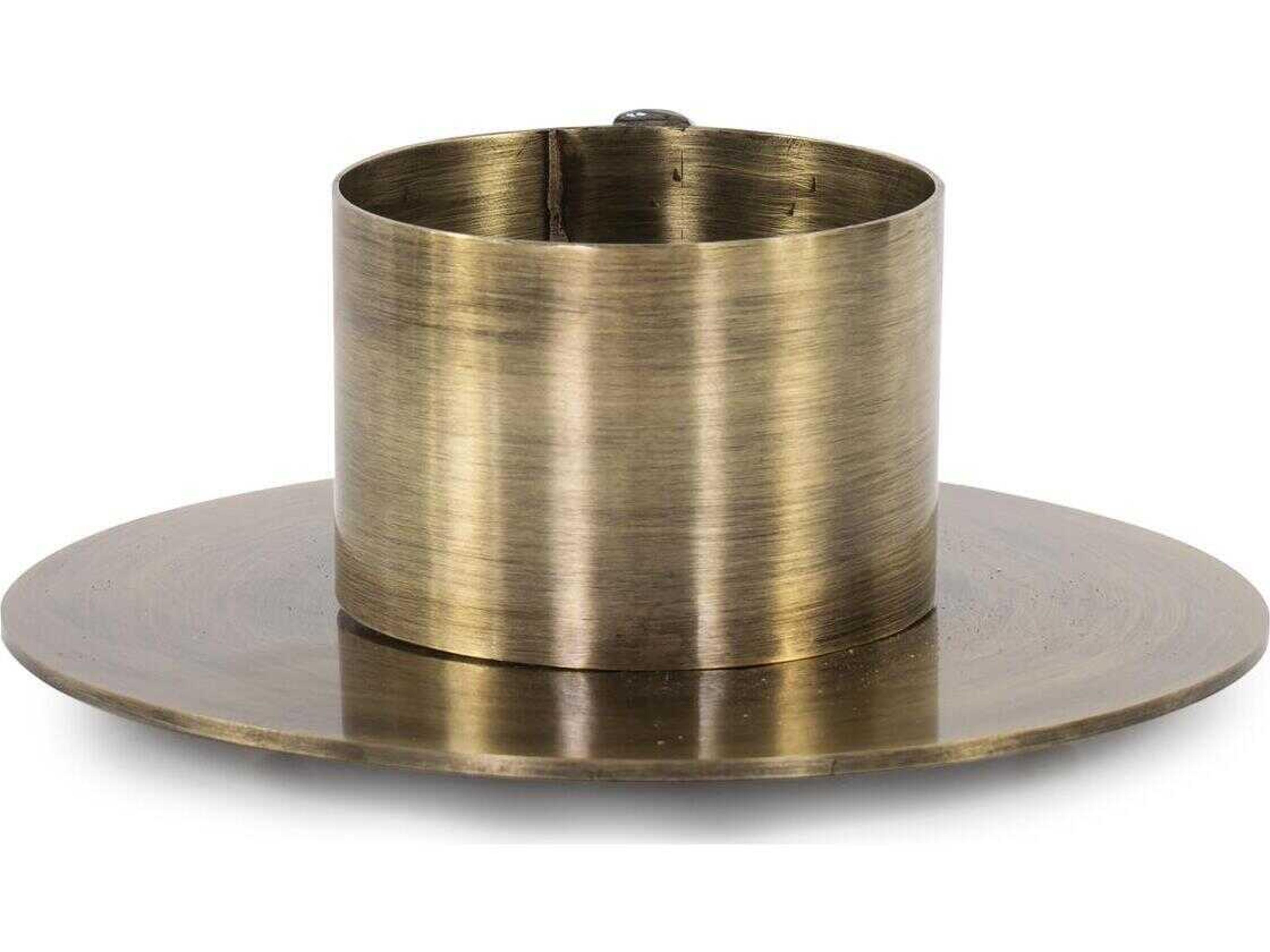 Howard Elliott Antiqued Gold Italo Short Candle Holder with Handle