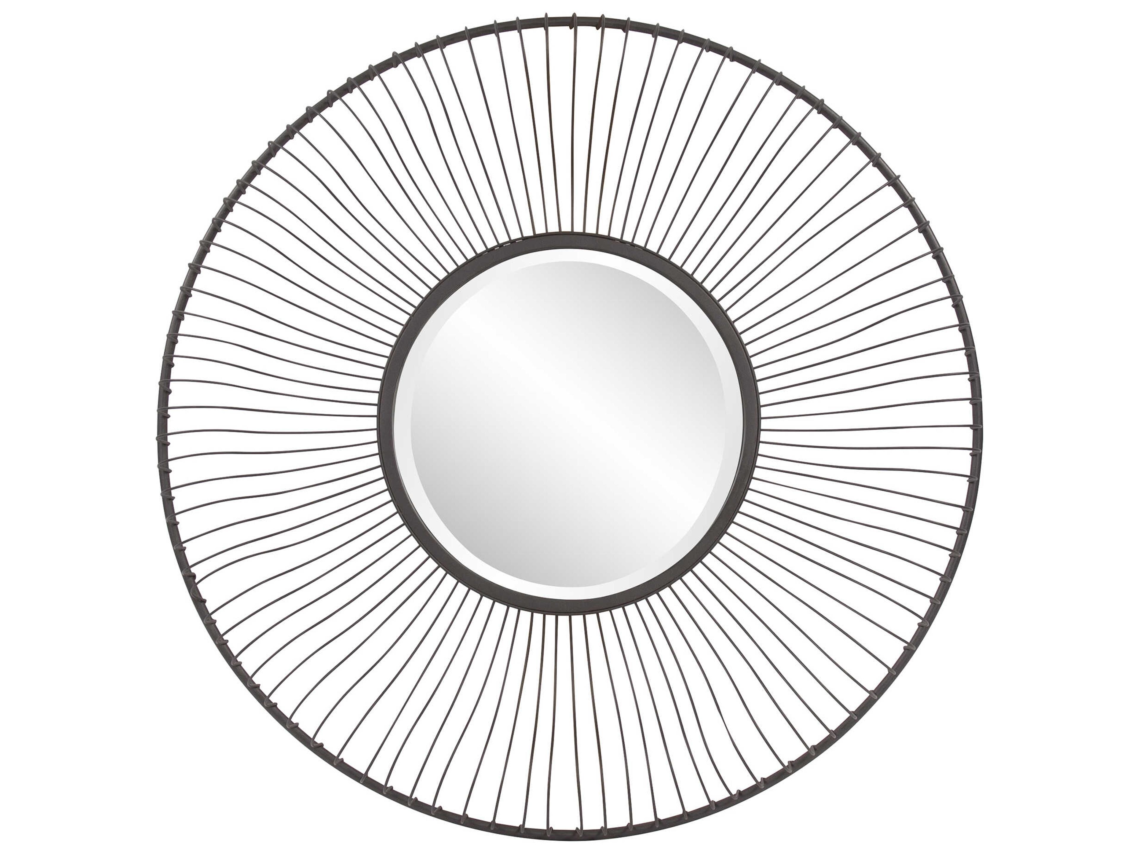 Howard Elliott Othello Graphite Round Wall Mirror