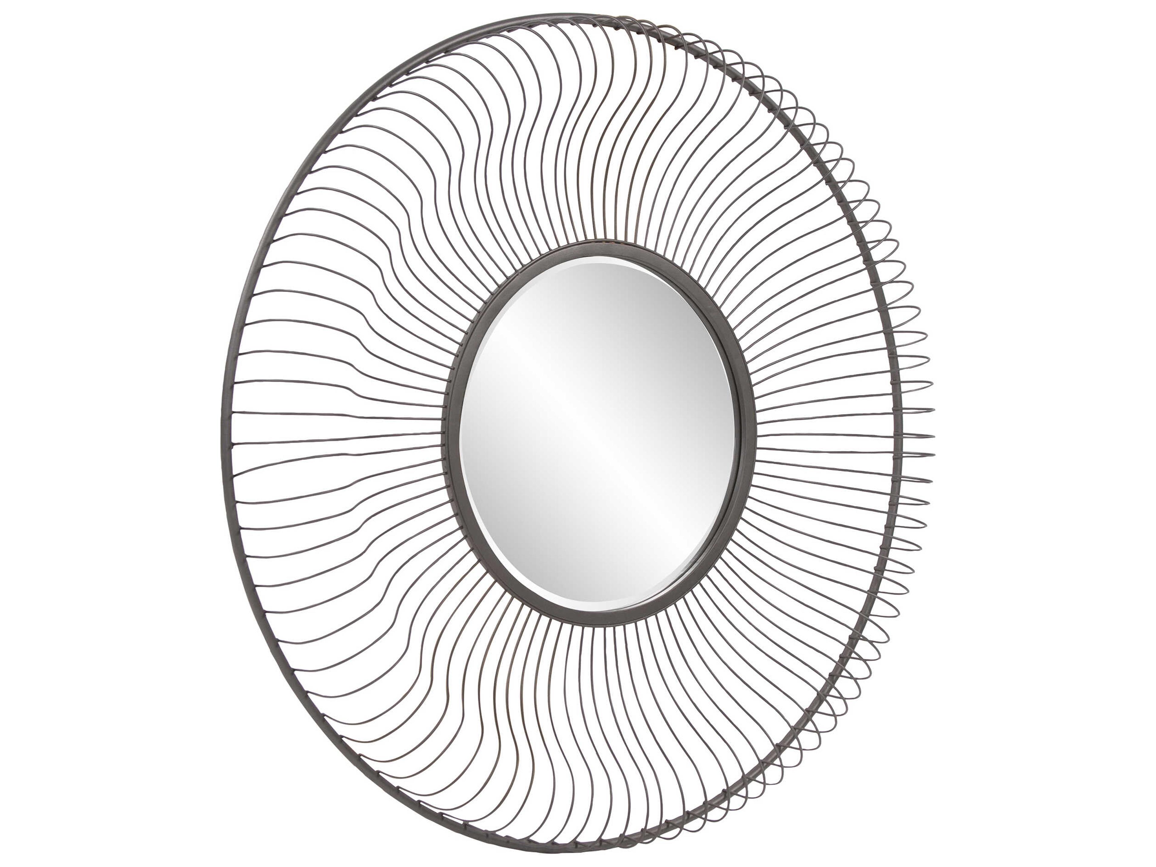 Howard Elliott Othello Graphite Round Wall Mirror