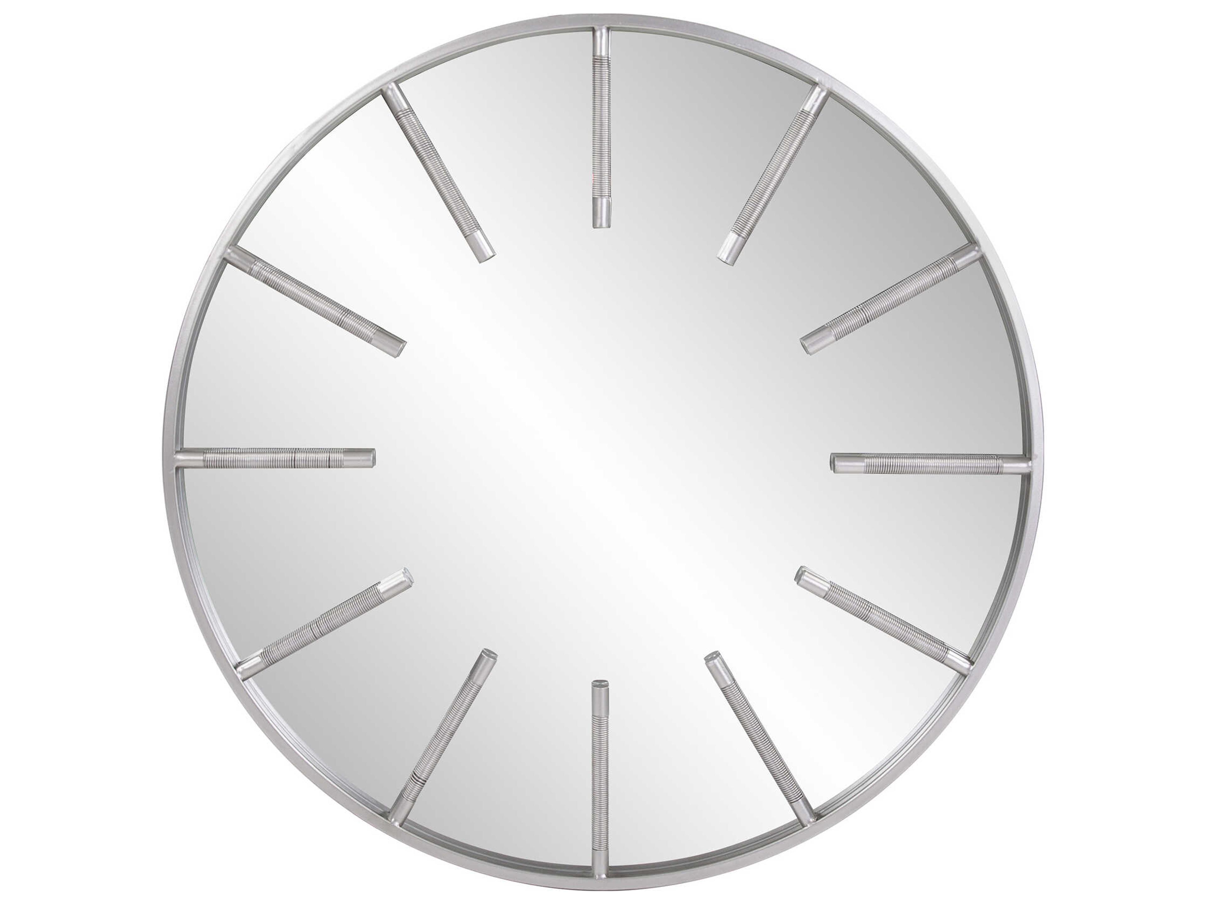 Howard Elliott Boulon Silver Round Wall Mirror