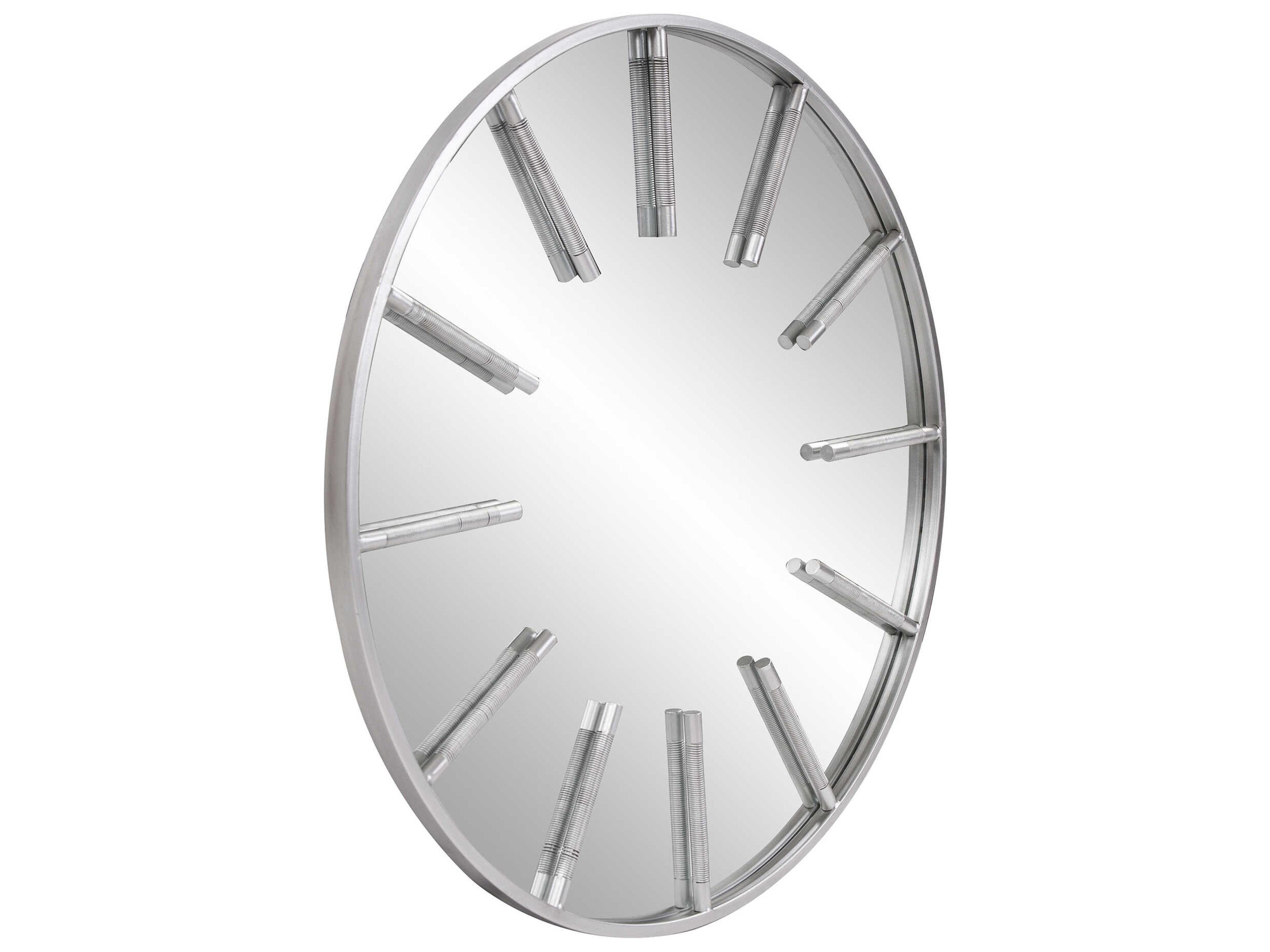 Howard Elliott Boulon Silver Round Wall Mirror