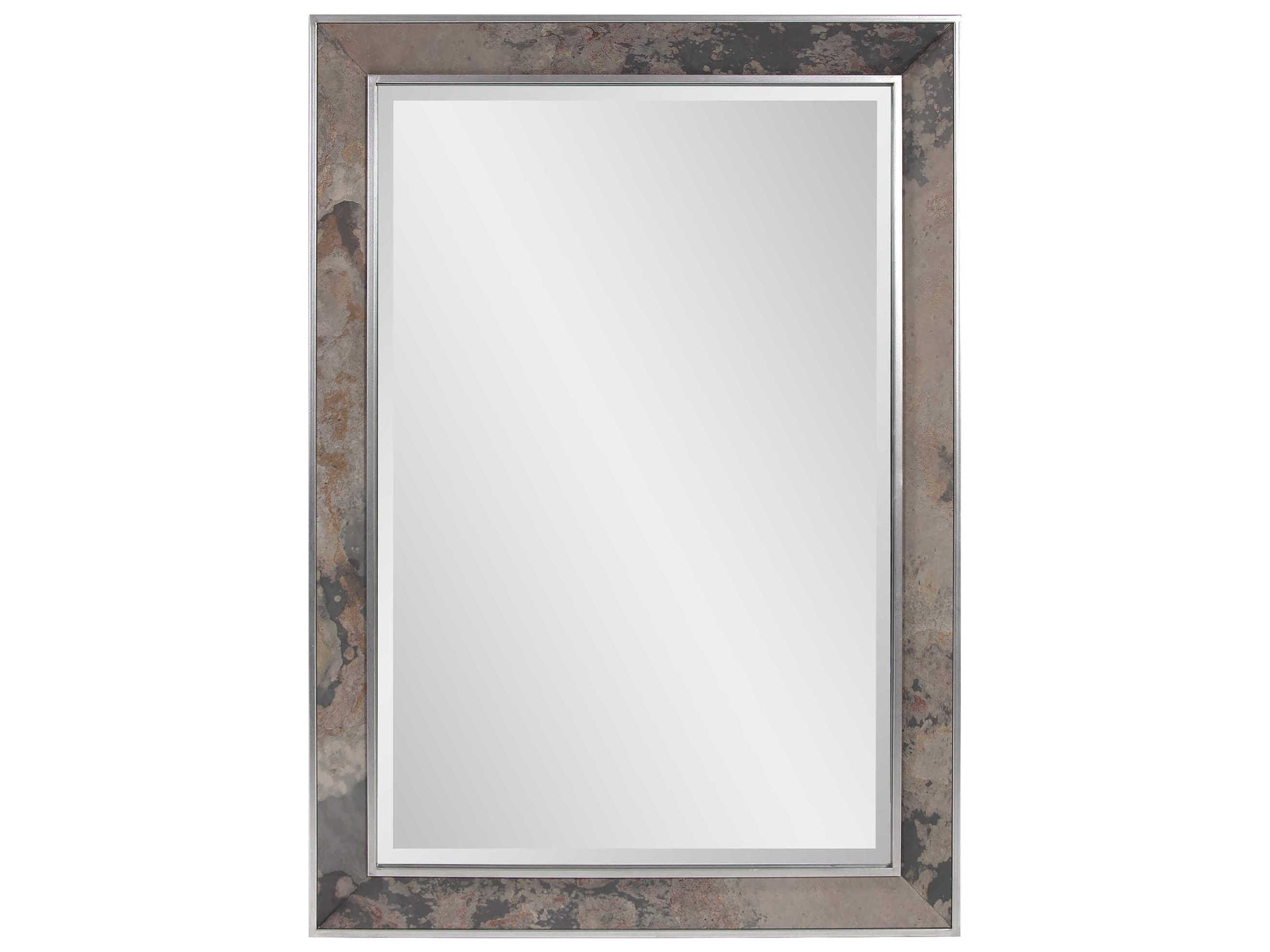 Howard Elliott Mason Slate and Silver Rectangular Wall Mirror