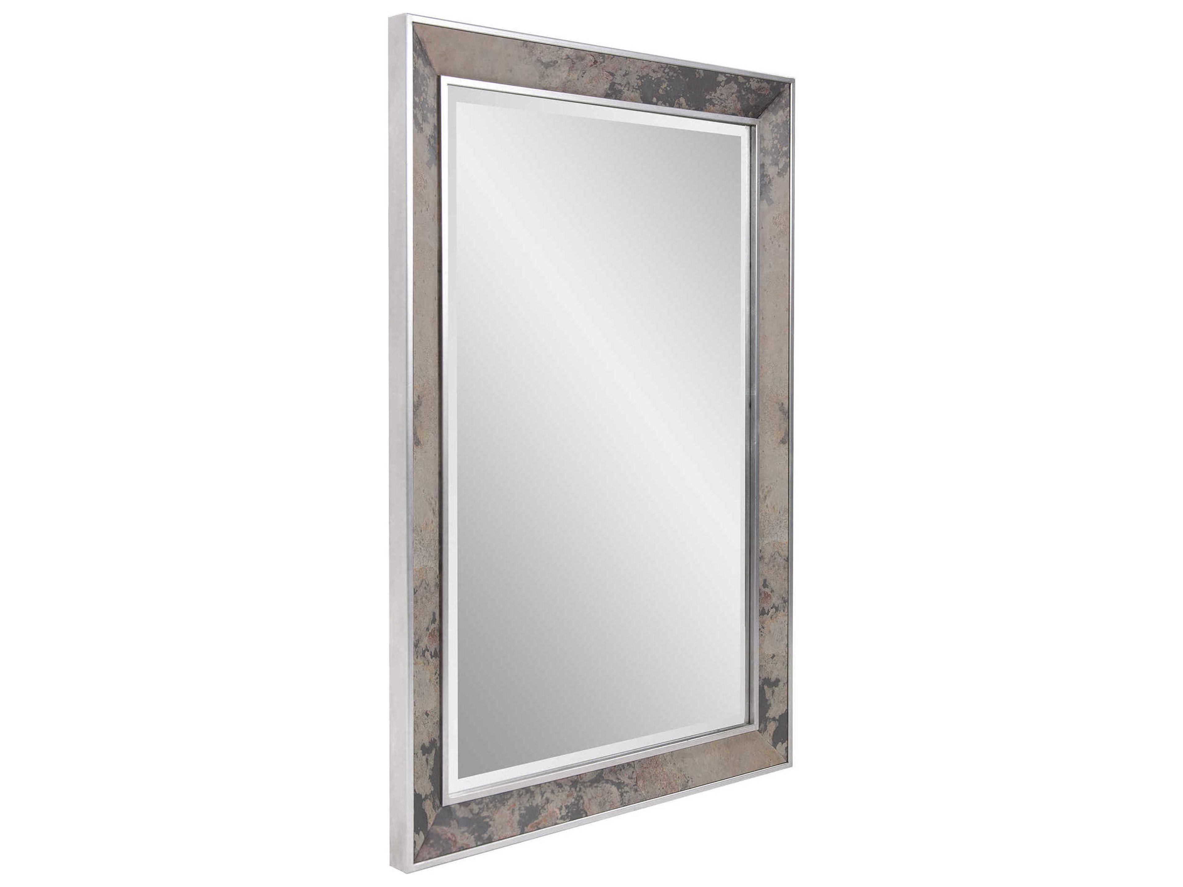 Howard Elliott Mason Slate and Silver Rectangular Wall Mirror