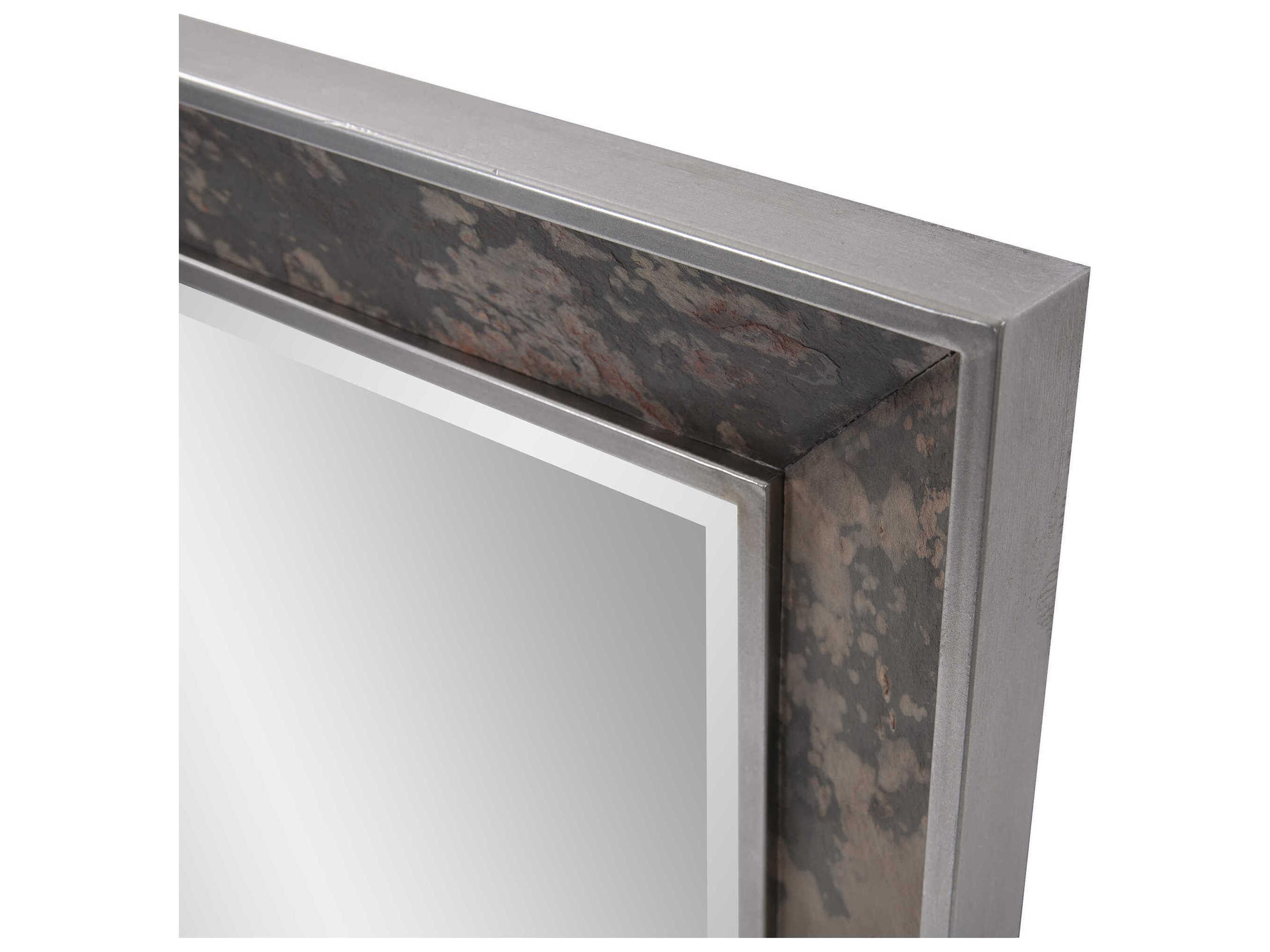 Howard Elliott Mason Slate and Silver Rectangular Wall Mirror