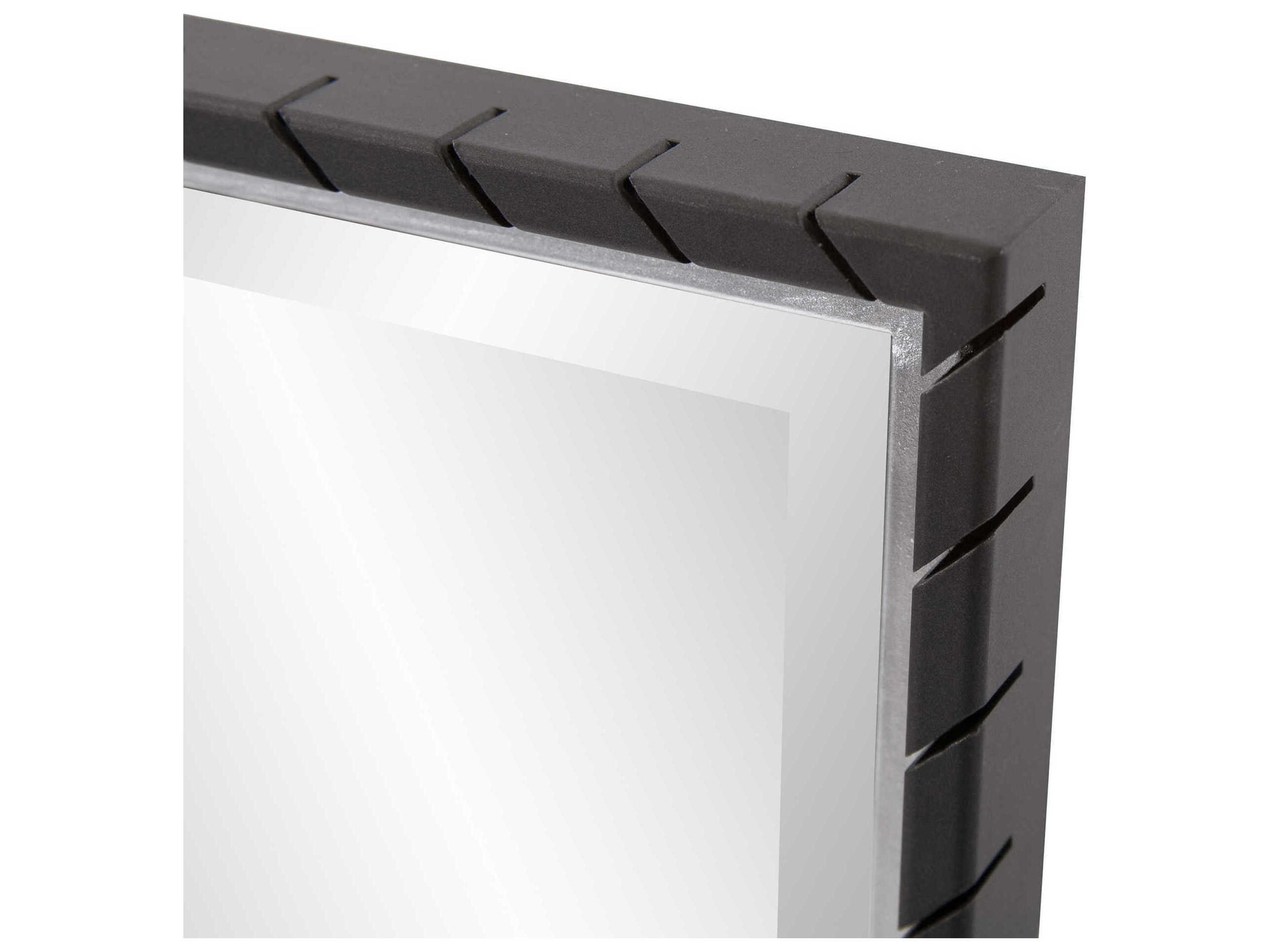 Howard Elliott Cantera Black / Silver Inset Rectangular Wall Mirror