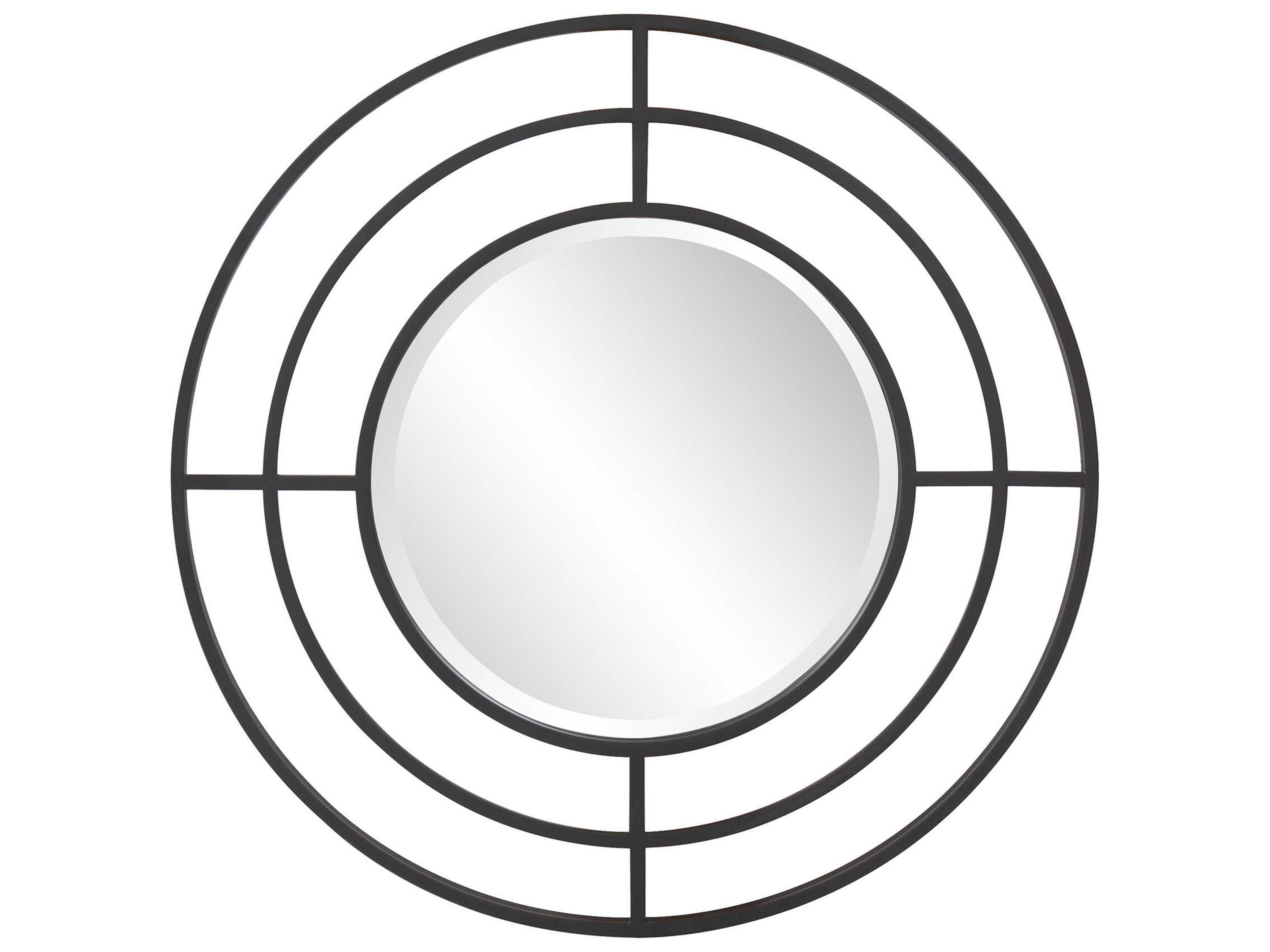 Howard Elliott Bullseye Matte Black Round Wall Mirror