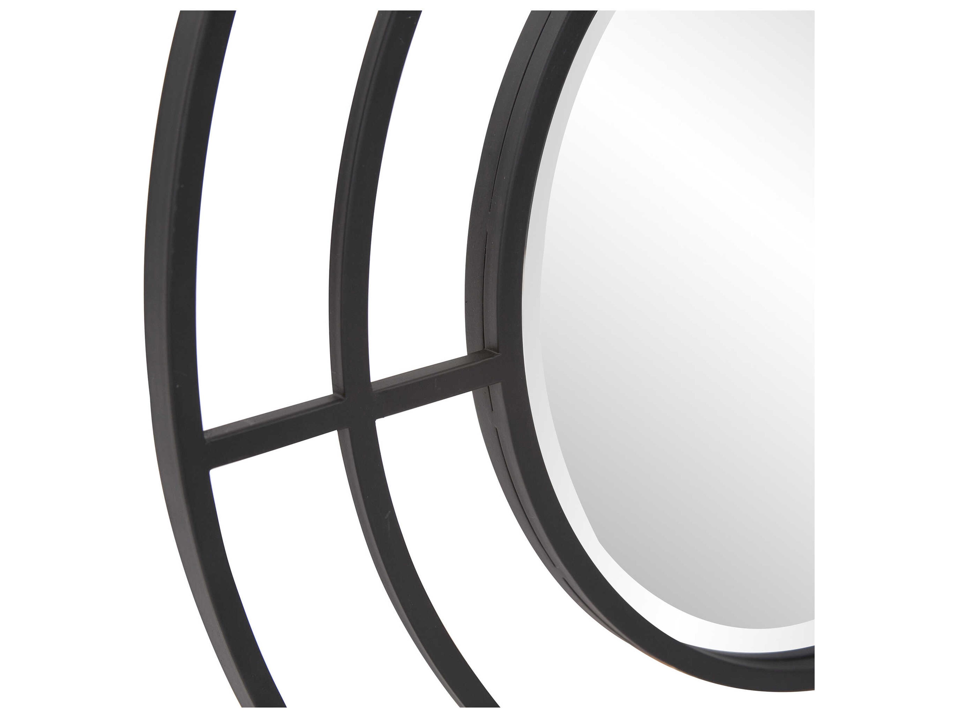 Howard Elliott Bullseye Matte Black Round Wall Mirror