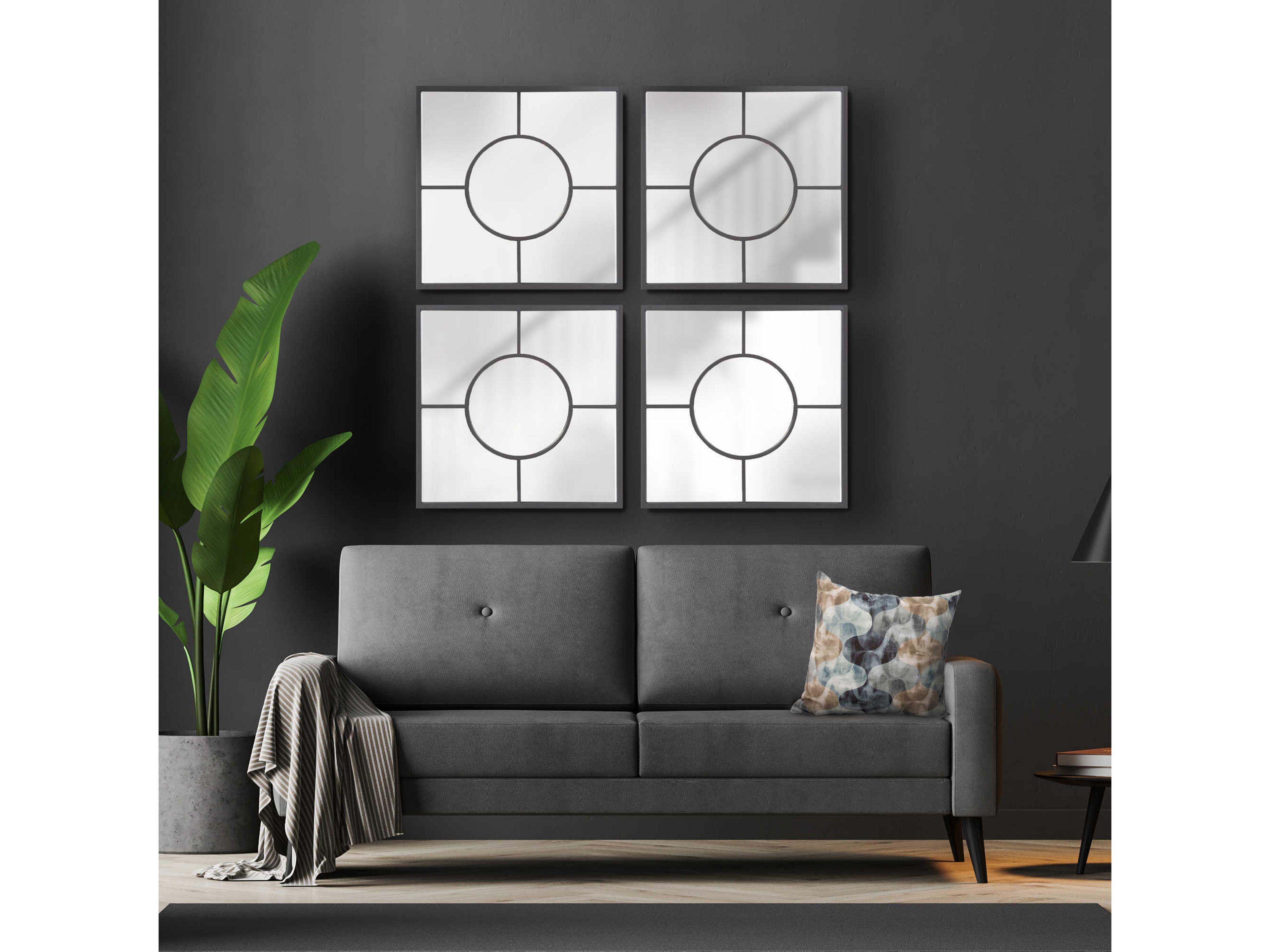 Howard Elliott Conrod Graphite Square Wall Mirror