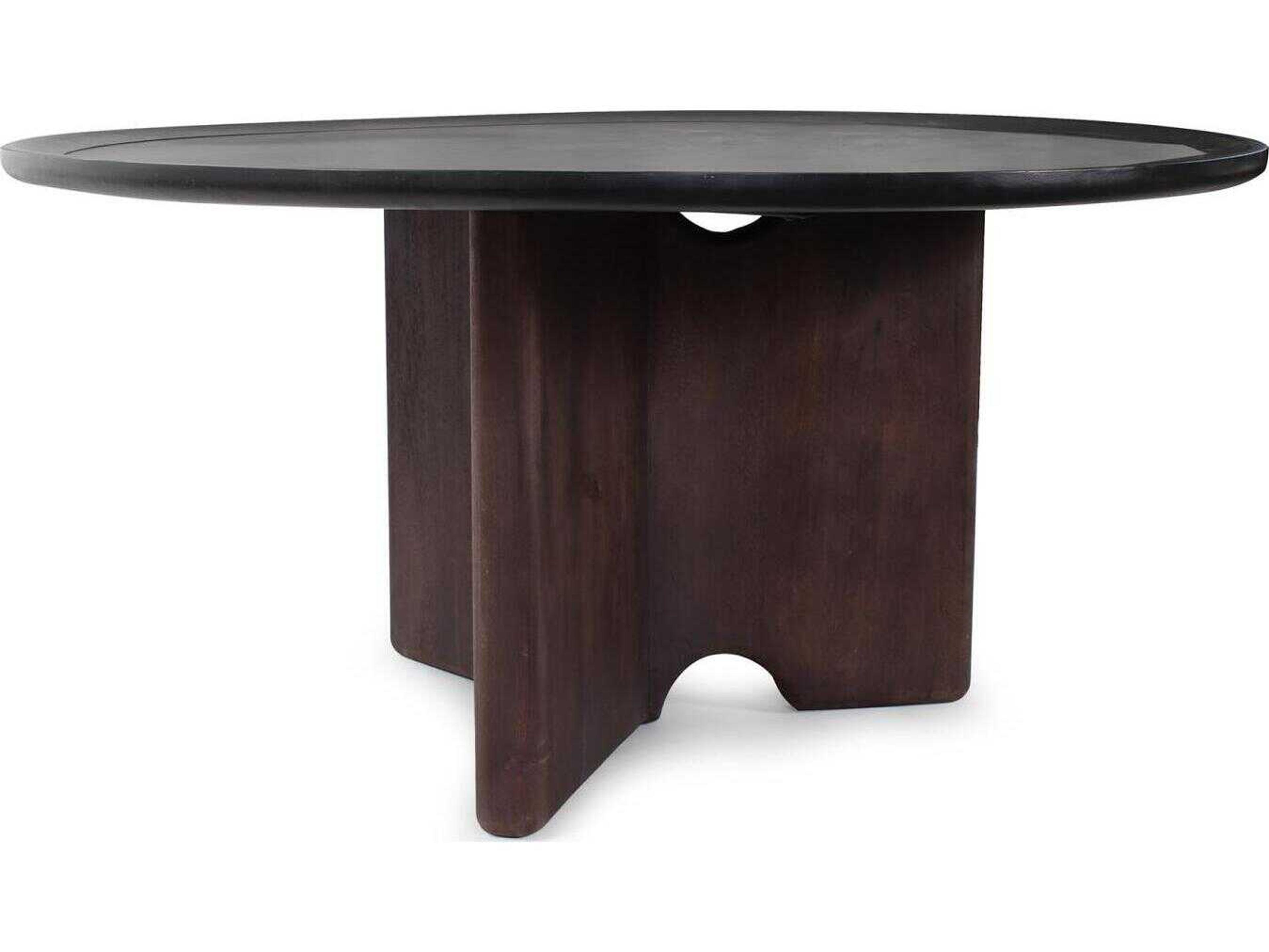 Howard Elliott Bollack Round Wood Brown Black Dining Table