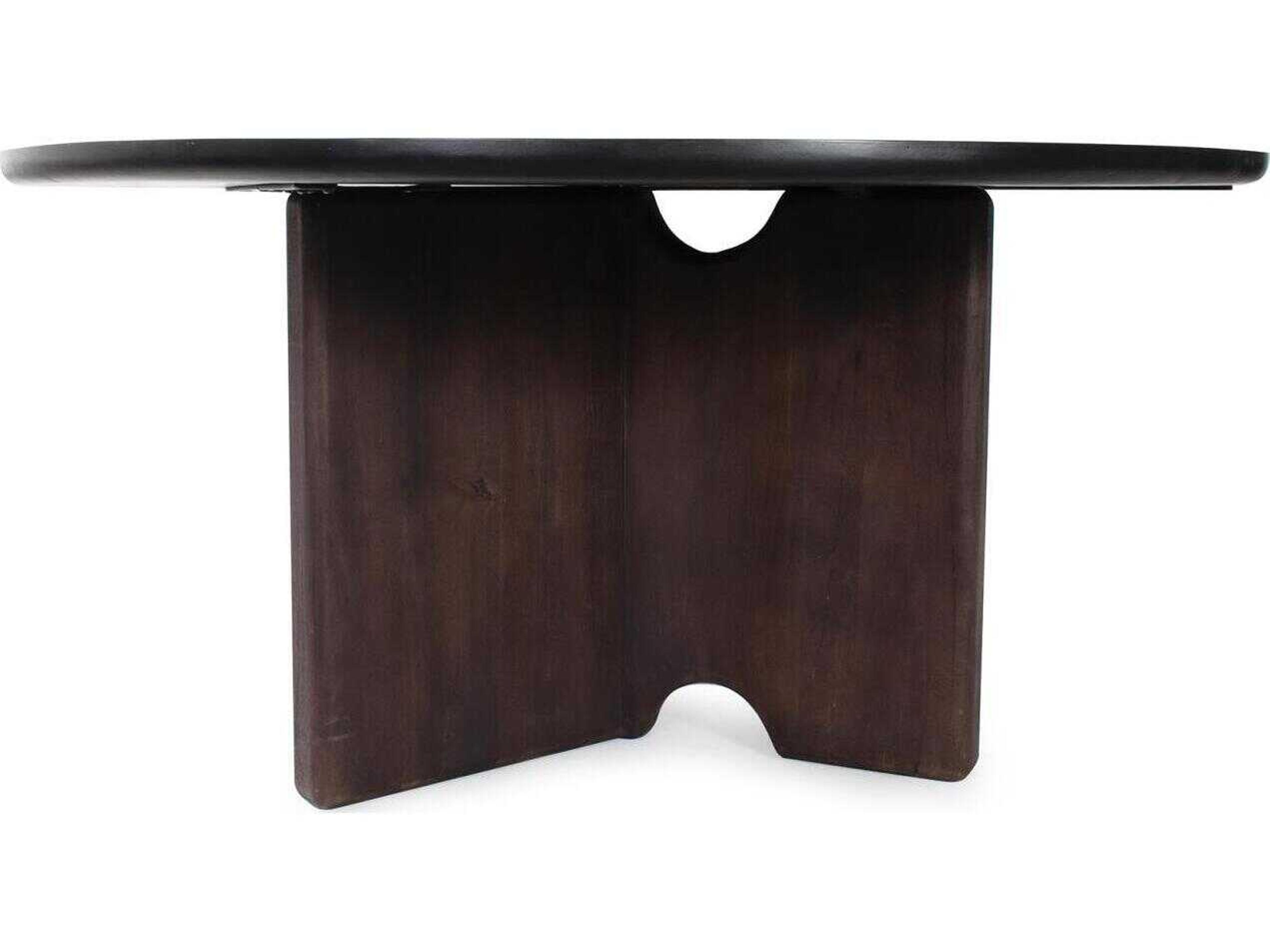 Howard Elliott Bollack Round Wood Brown Black Dining Table