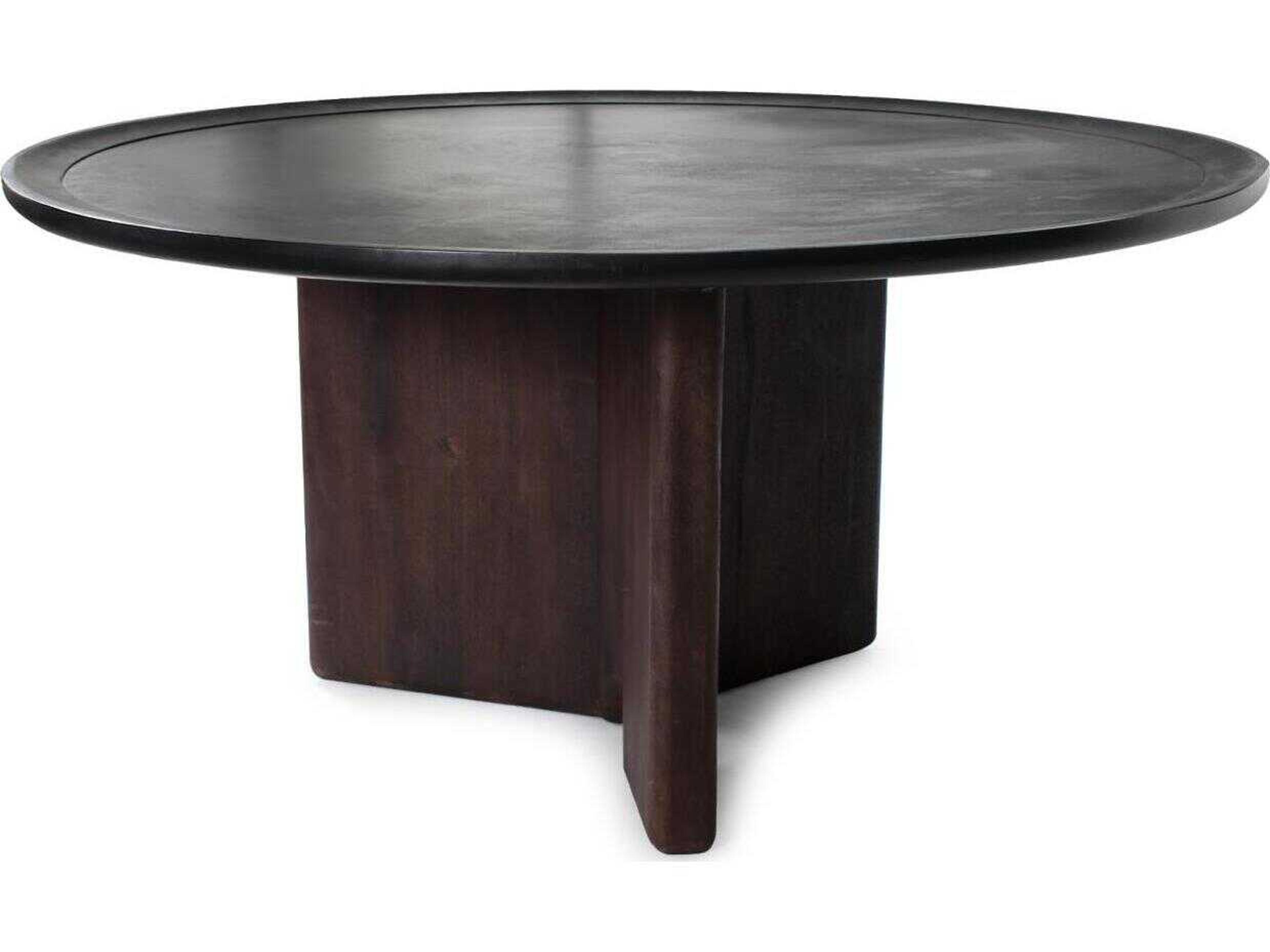 Howard Elliott Bollack Round Wood Brown Black Dining Table
