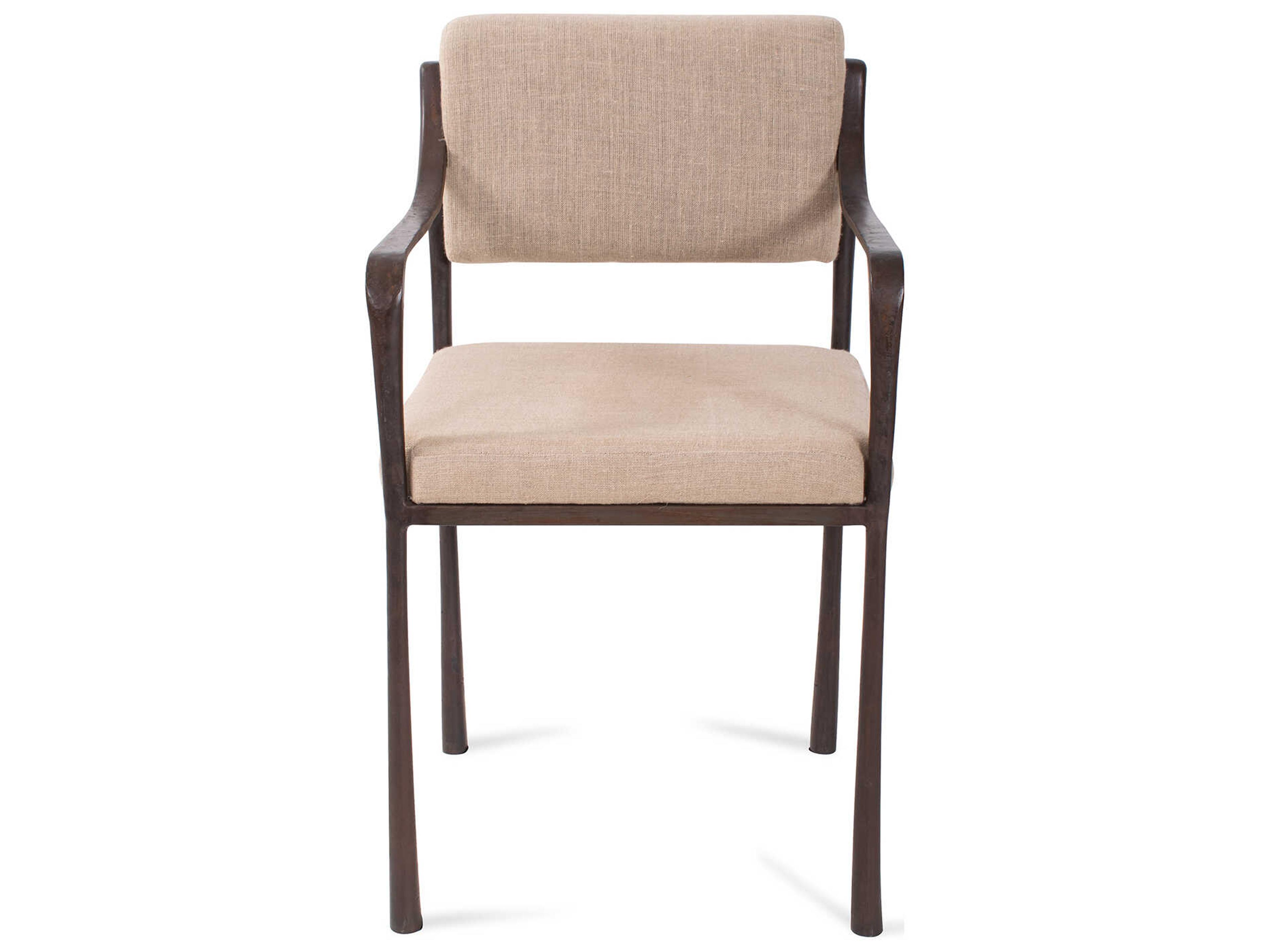 Howard Elliott Odile Natural Upholstered Arm Dining Chair