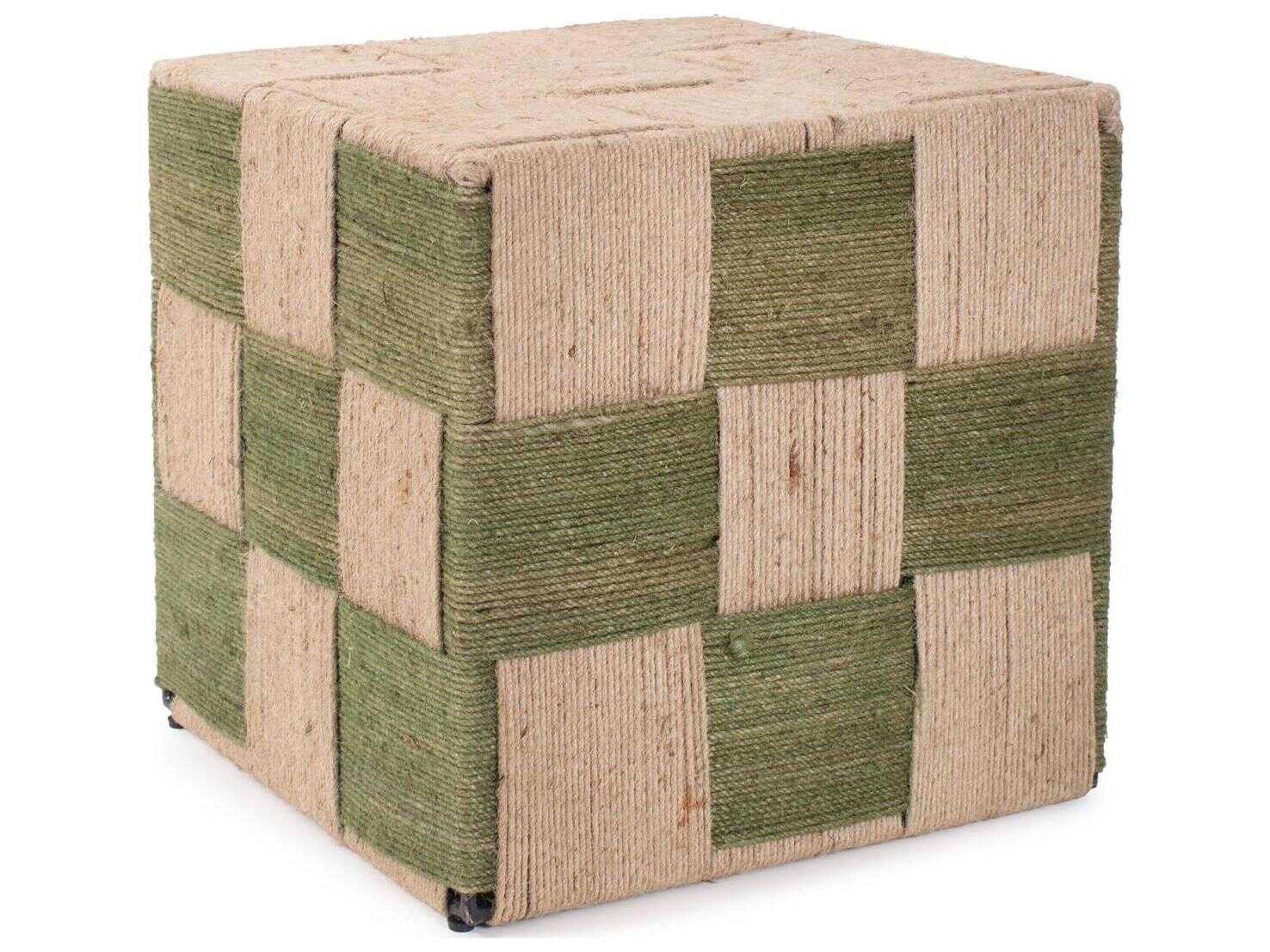 Escobedo Square Fabric Green Beige End Table