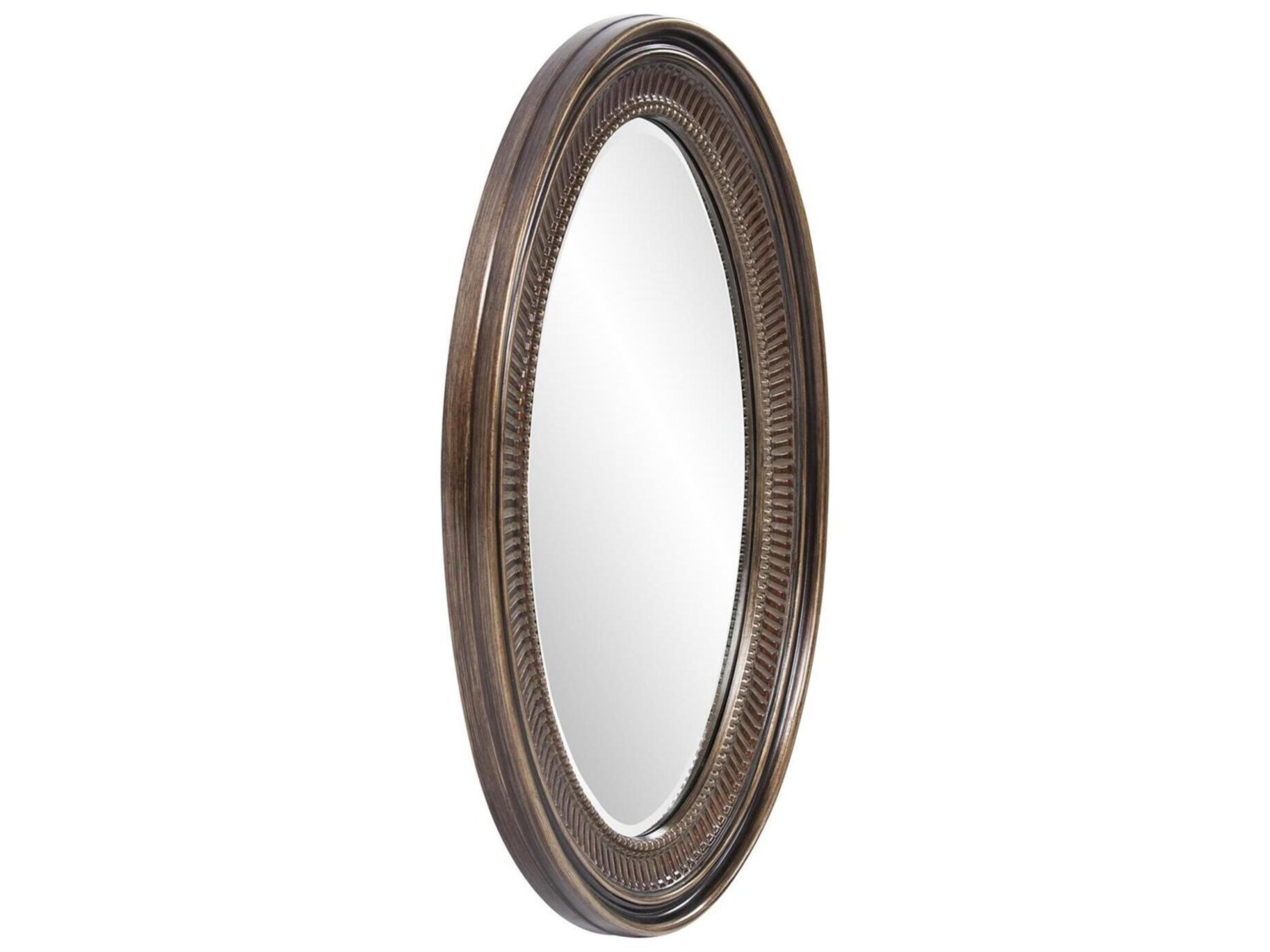 Howard Elliott Ethan Museum Bronze Oval Wall Mirror