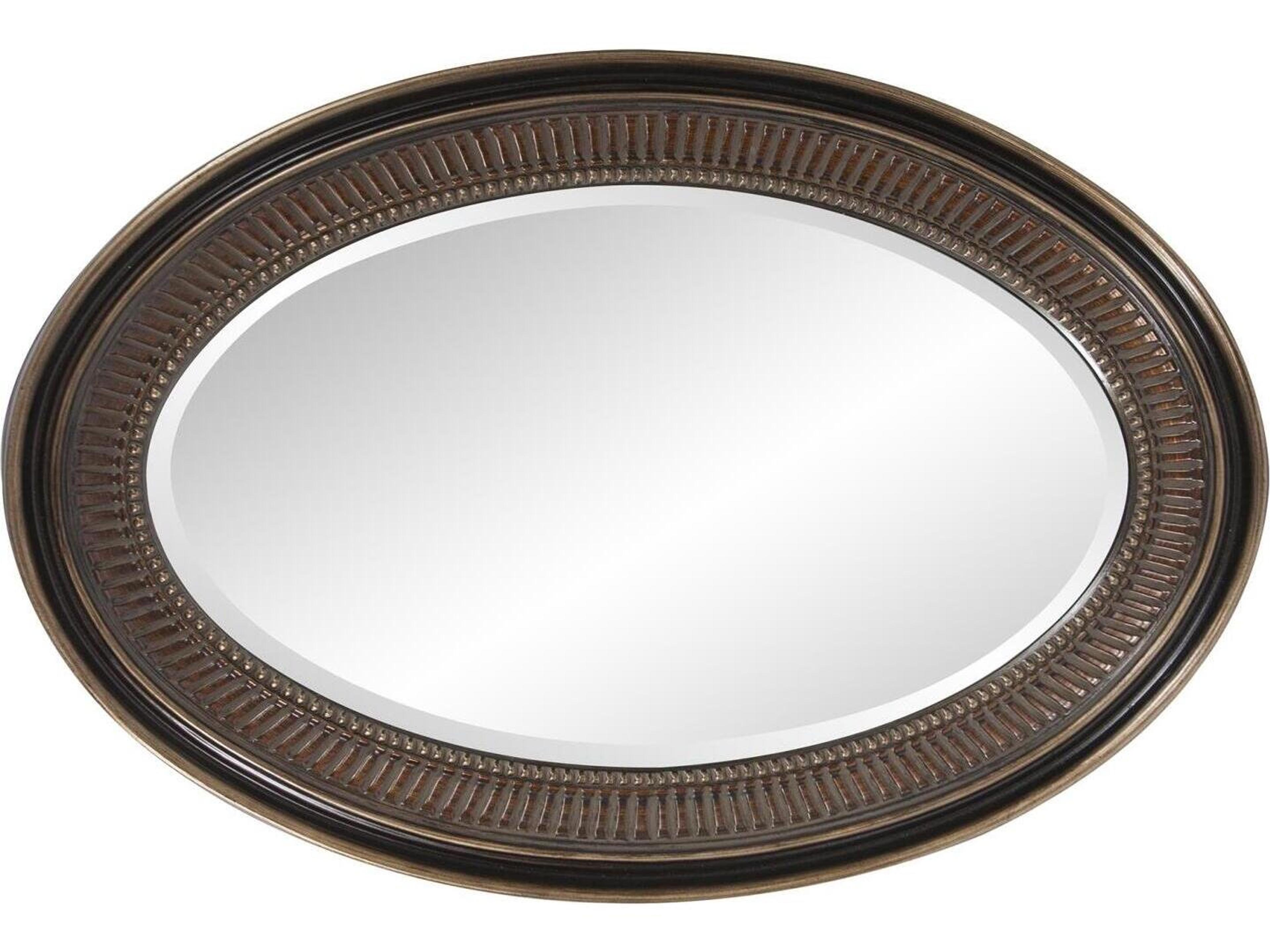 Howard Elliott Ethan Museum Bronze Oval Wall Mirror