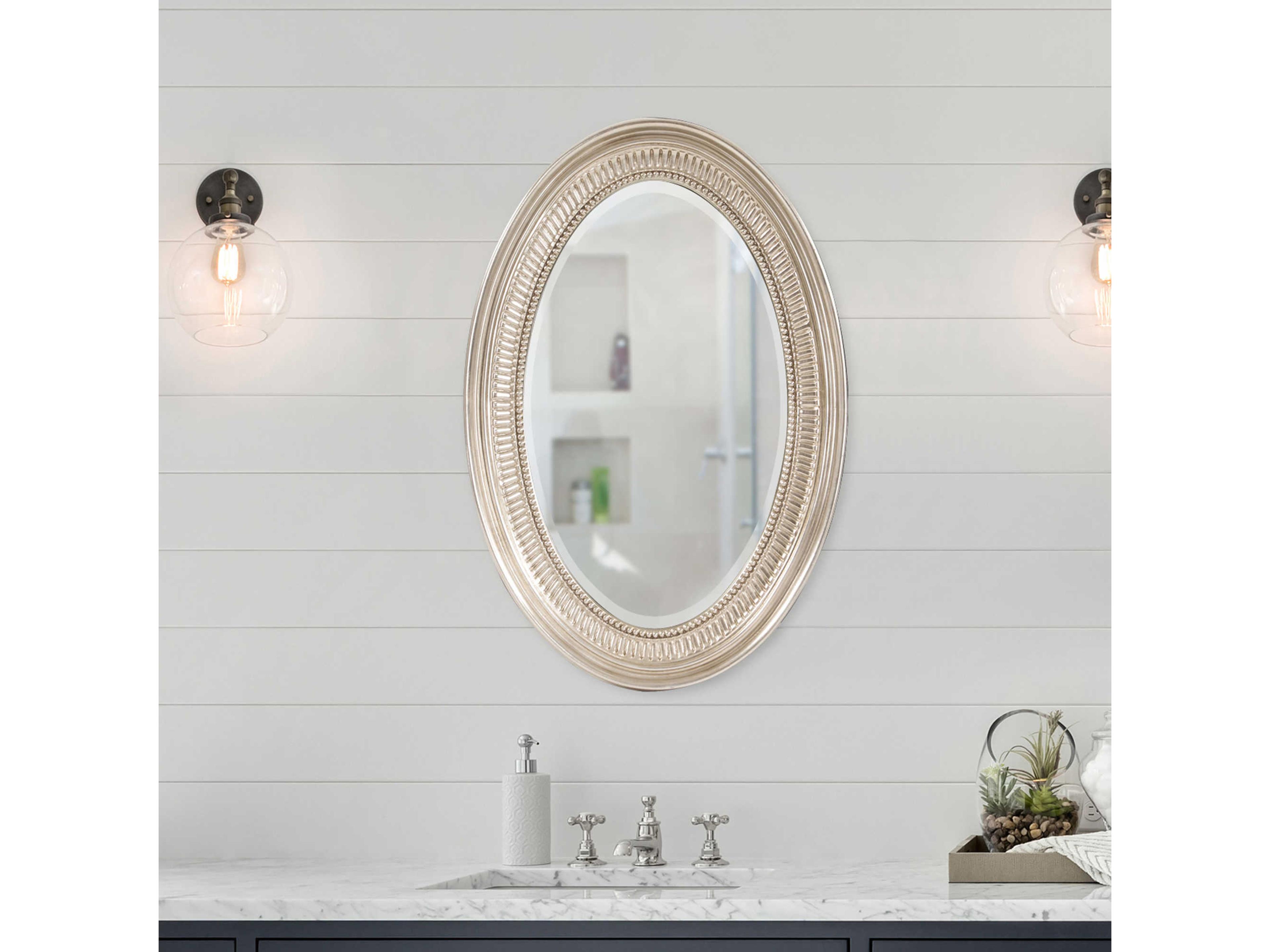 Howard Elliott Ethan Nickel Plated Oval Wall Mirror