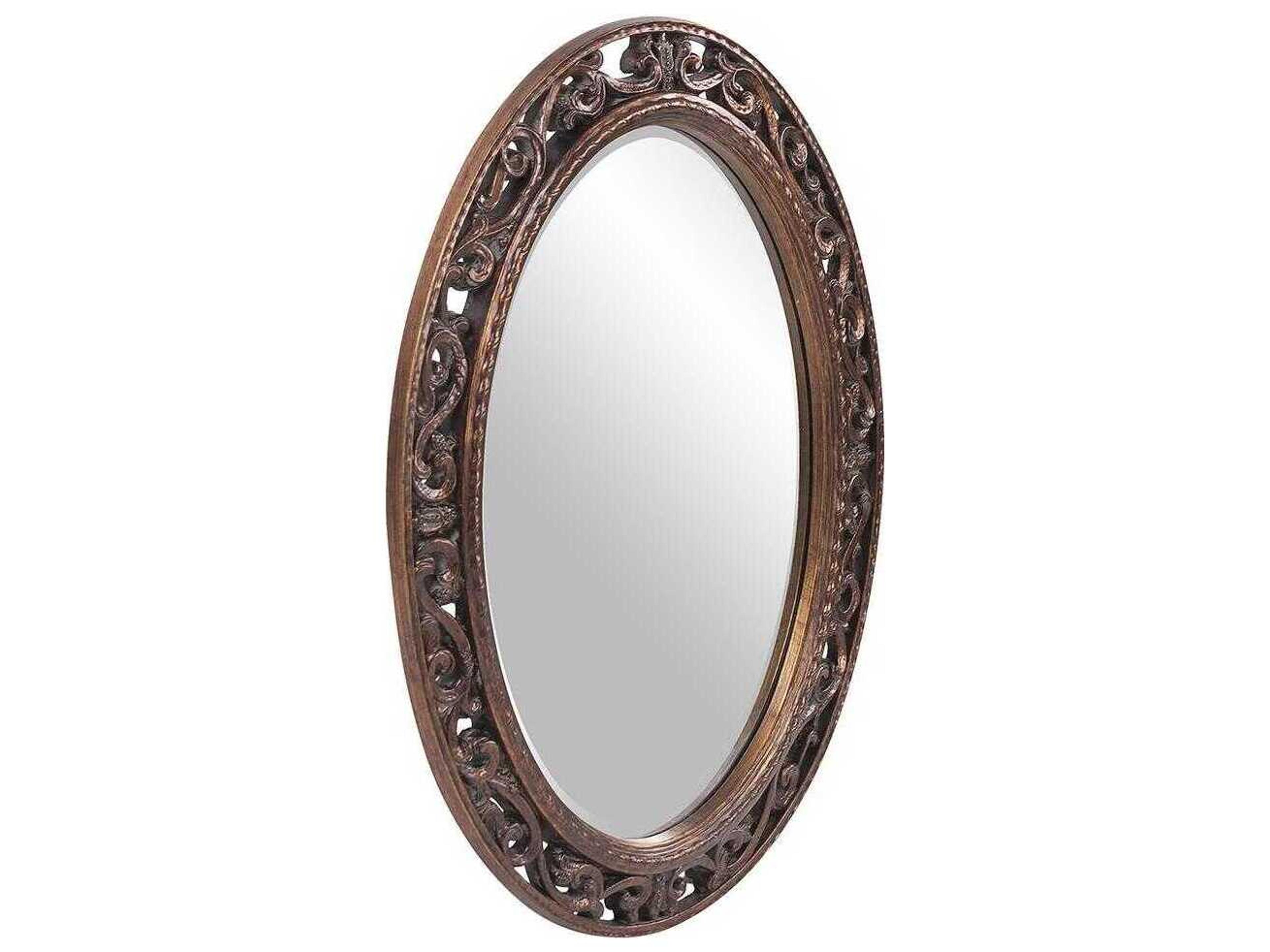 Howard Elliott Suzanne Antique Copper Oval Wall Mirror