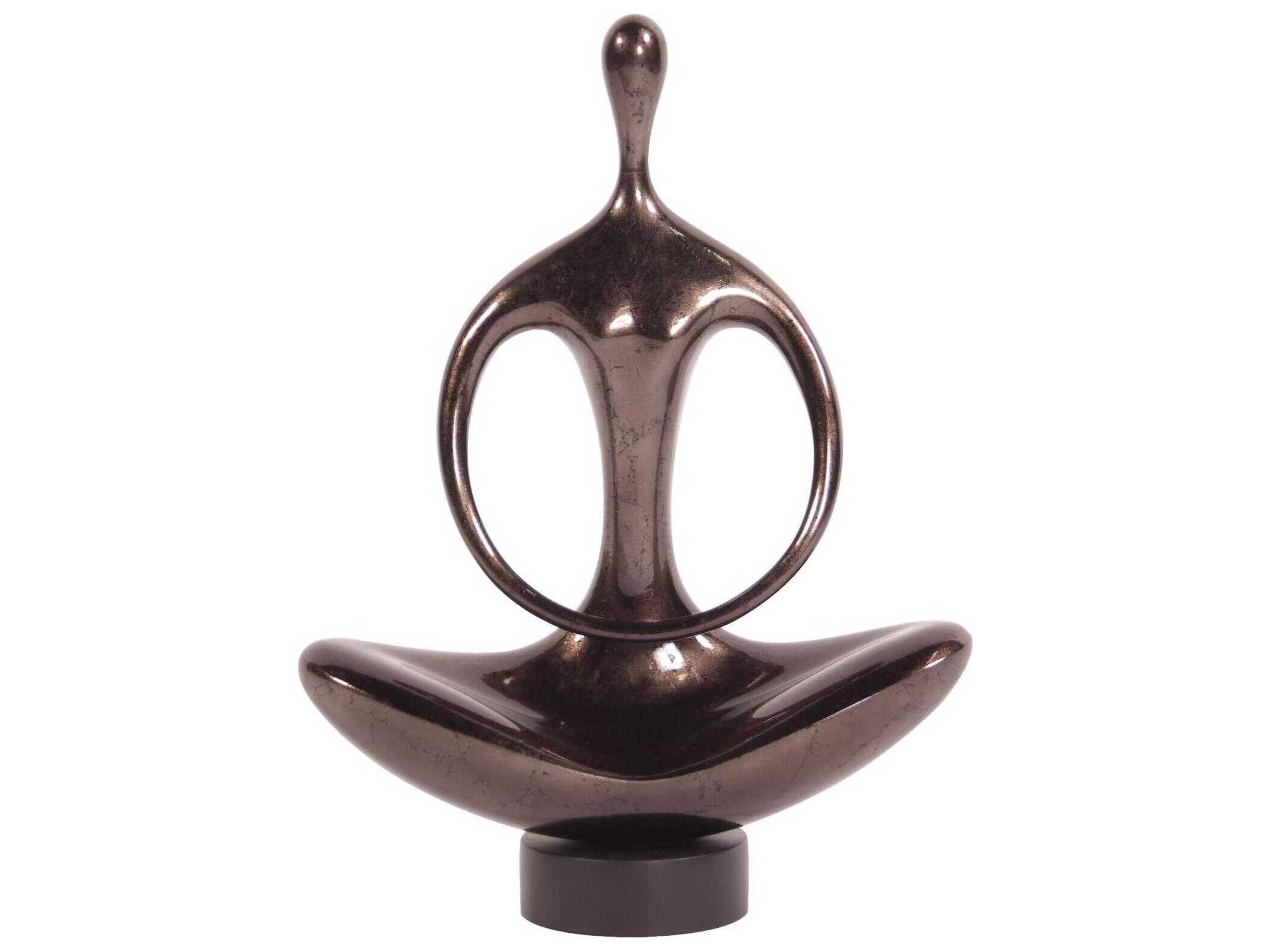 Abstract Yoga Silhouette Polished Bronze Sculpture