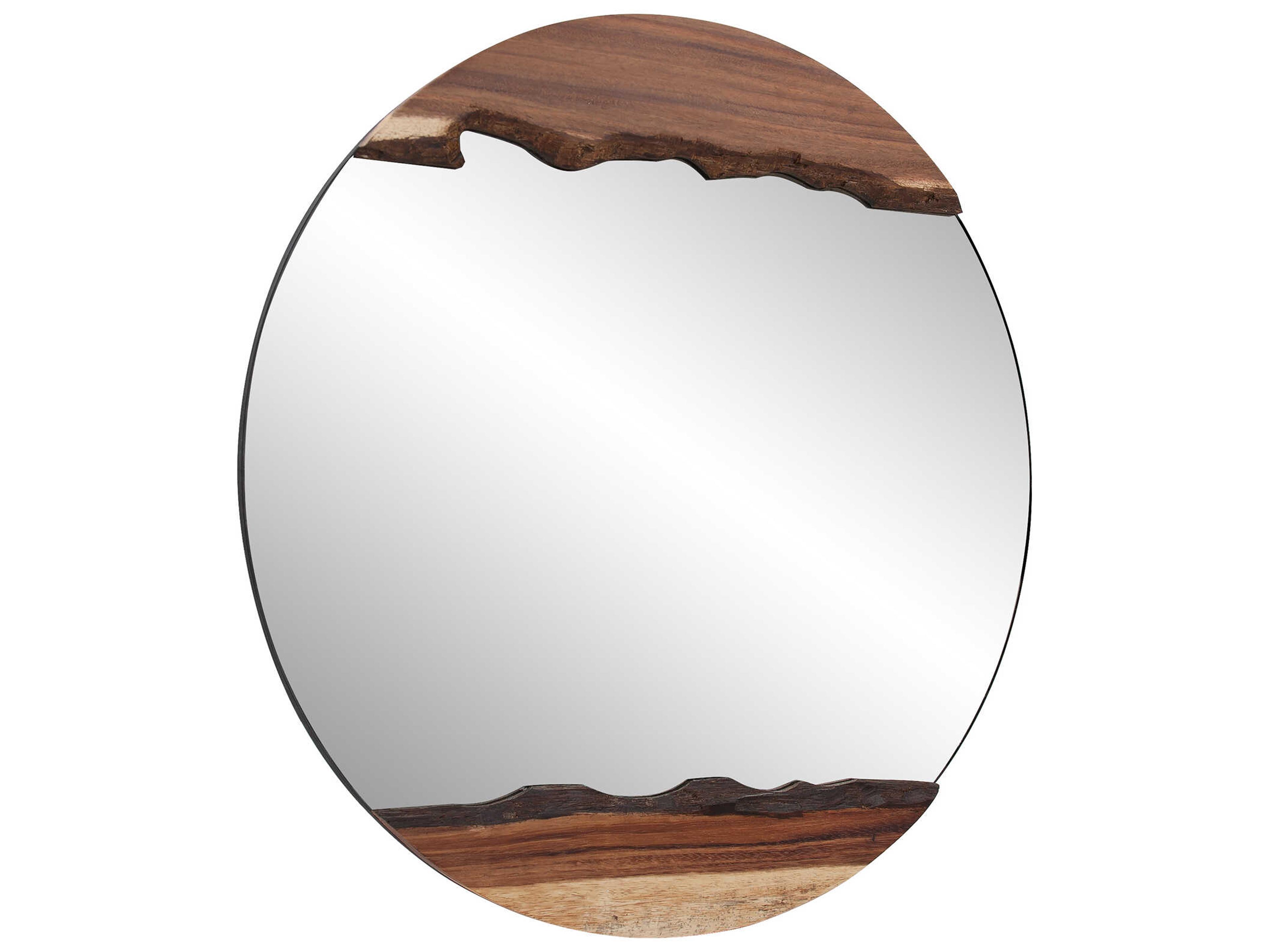 Howard Elliott Laguna Natural Wood Round Wall Mirror