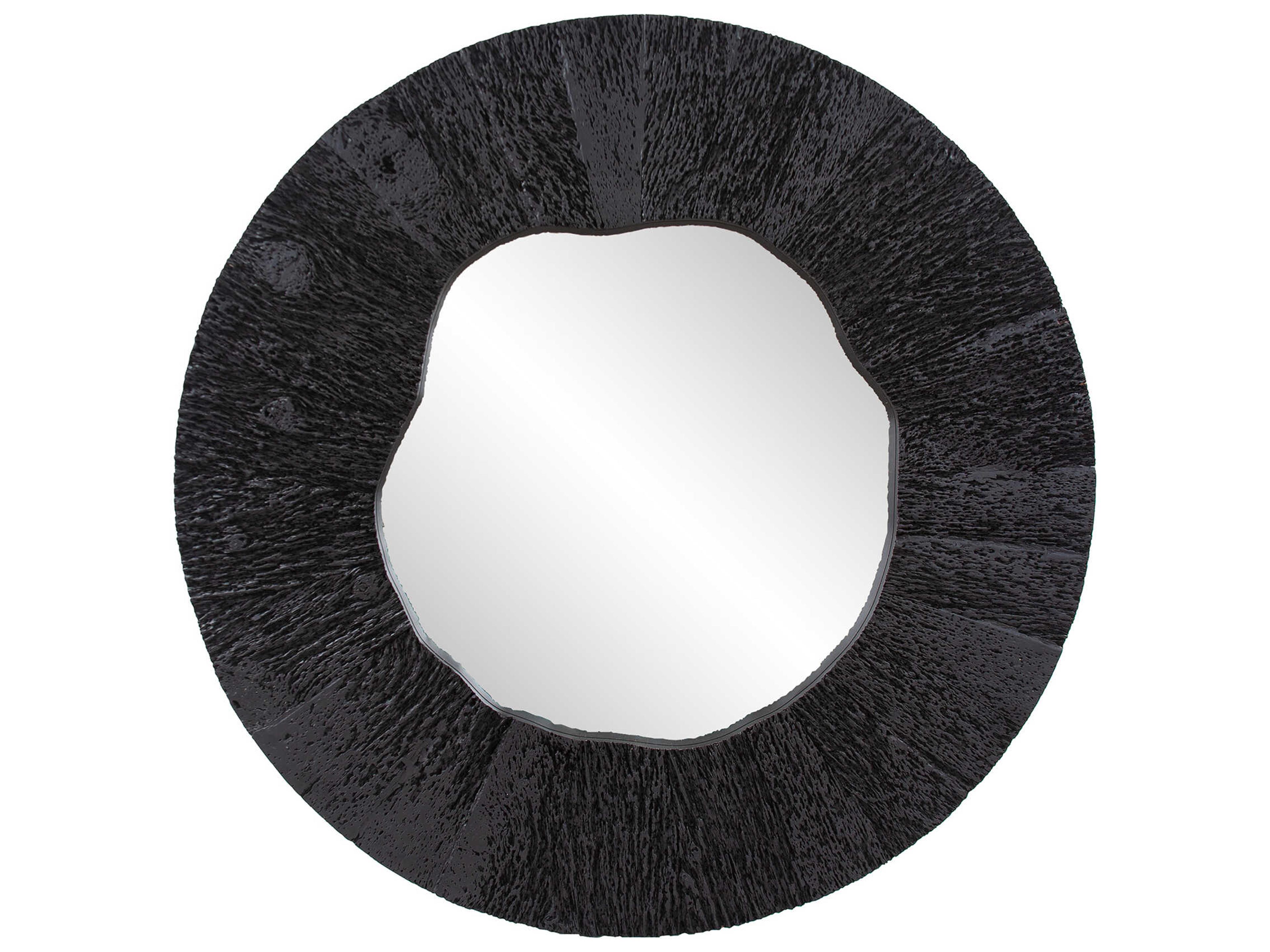 Howard Elliott Yazku Matte Black Round Wall Mirror