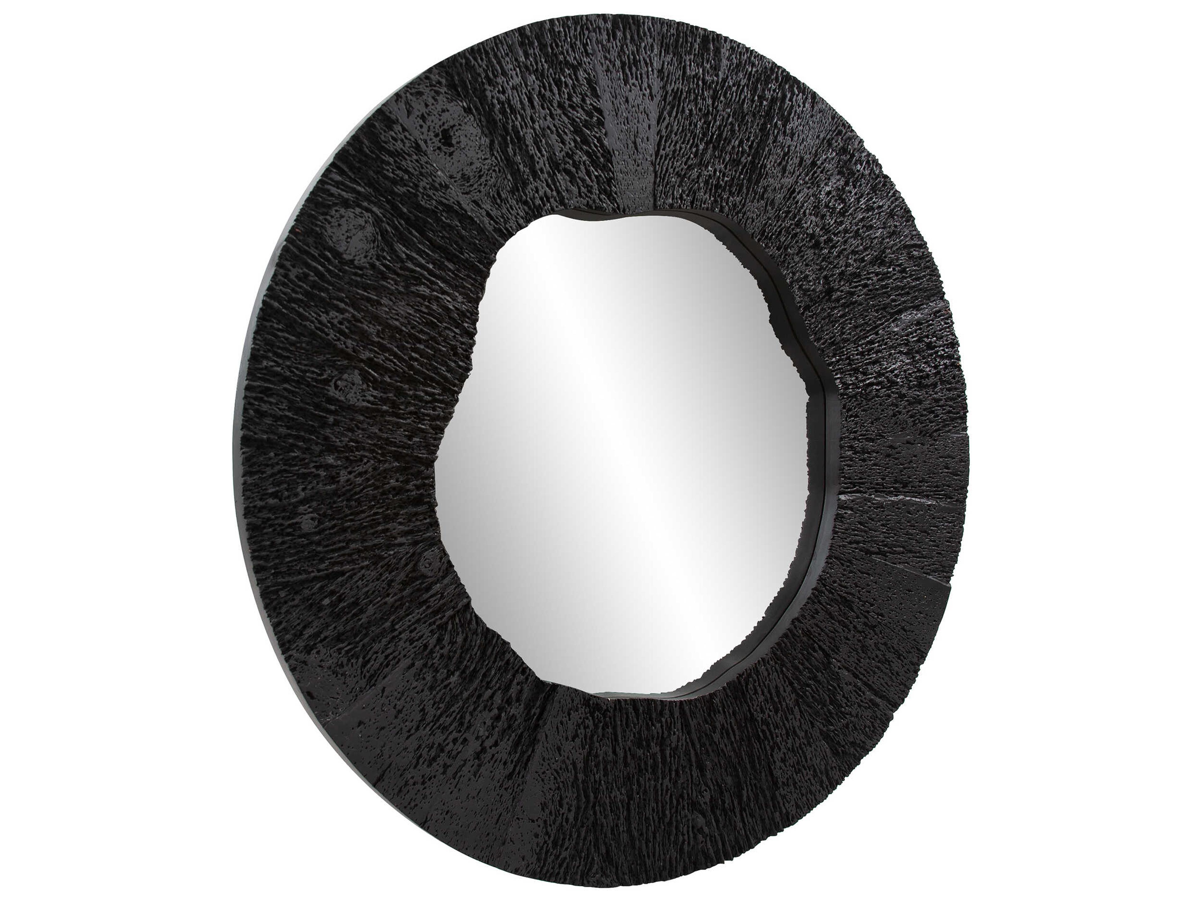 Howard Elliott Yazku Matte Black Round Wall Mirror