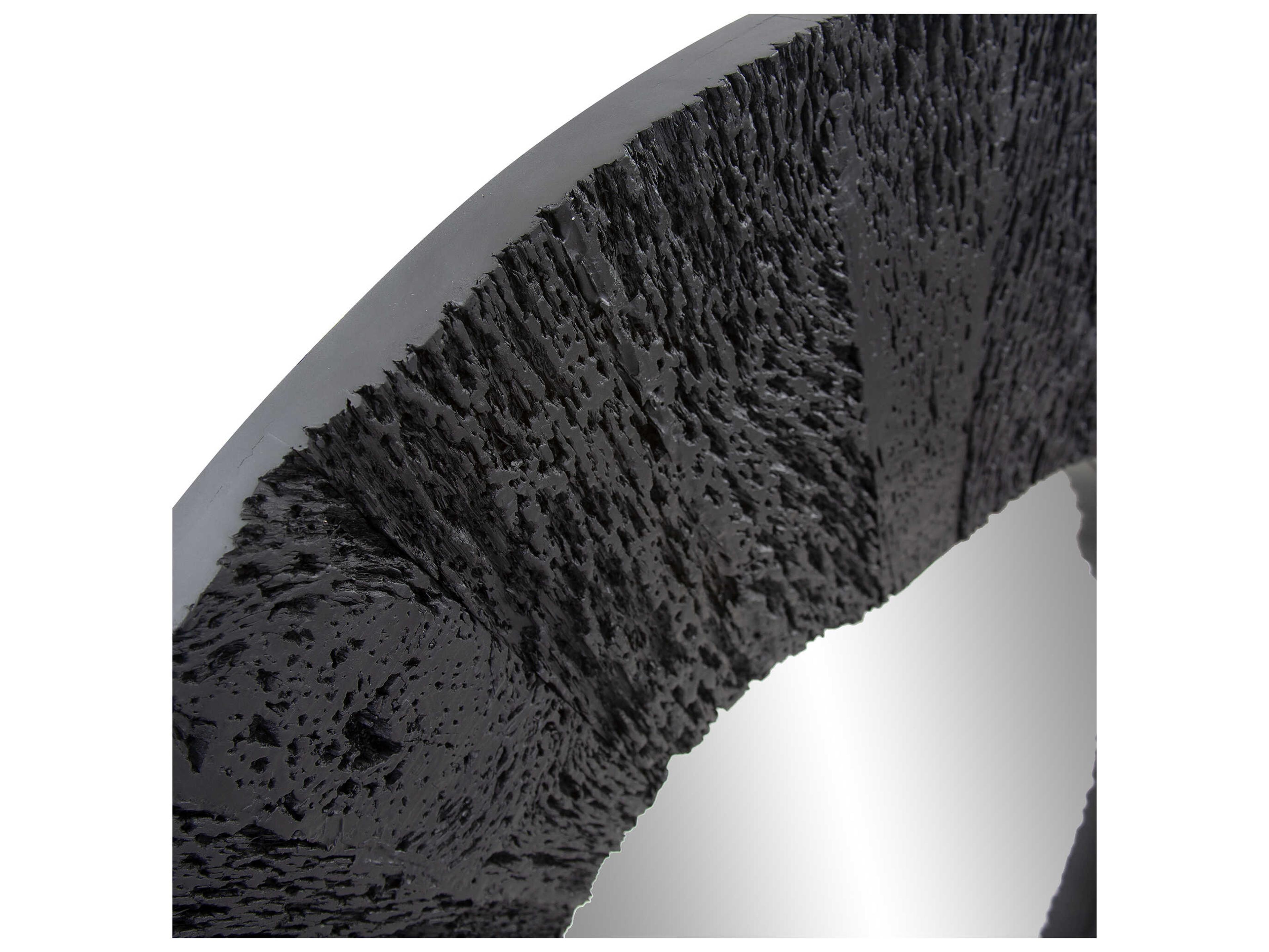 Howard Elliott Yazku Matte Black Round Wall Mirror