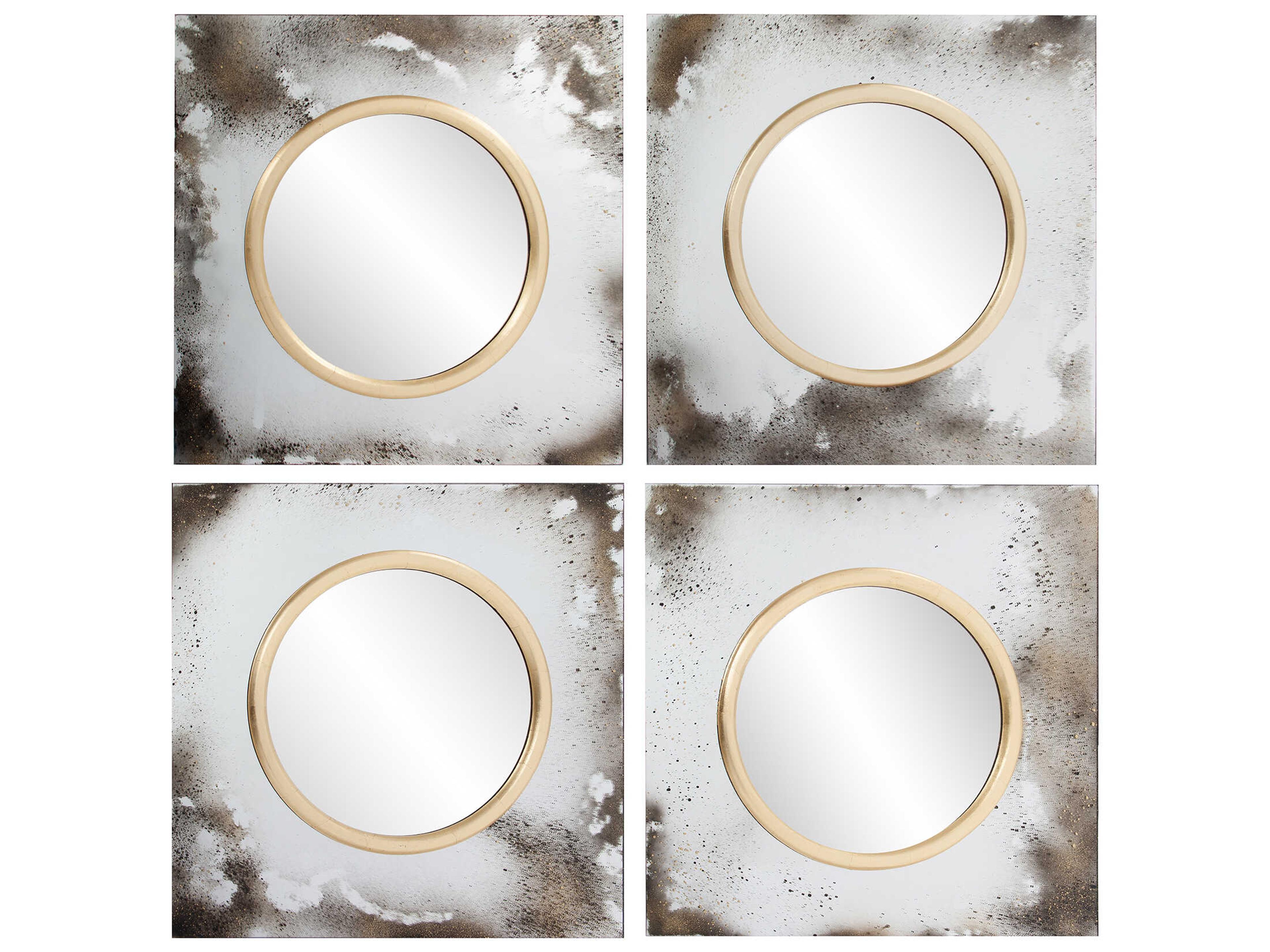 Howard Elliott Spectra Antiqued Silver Square Antique Mirror Set of 4