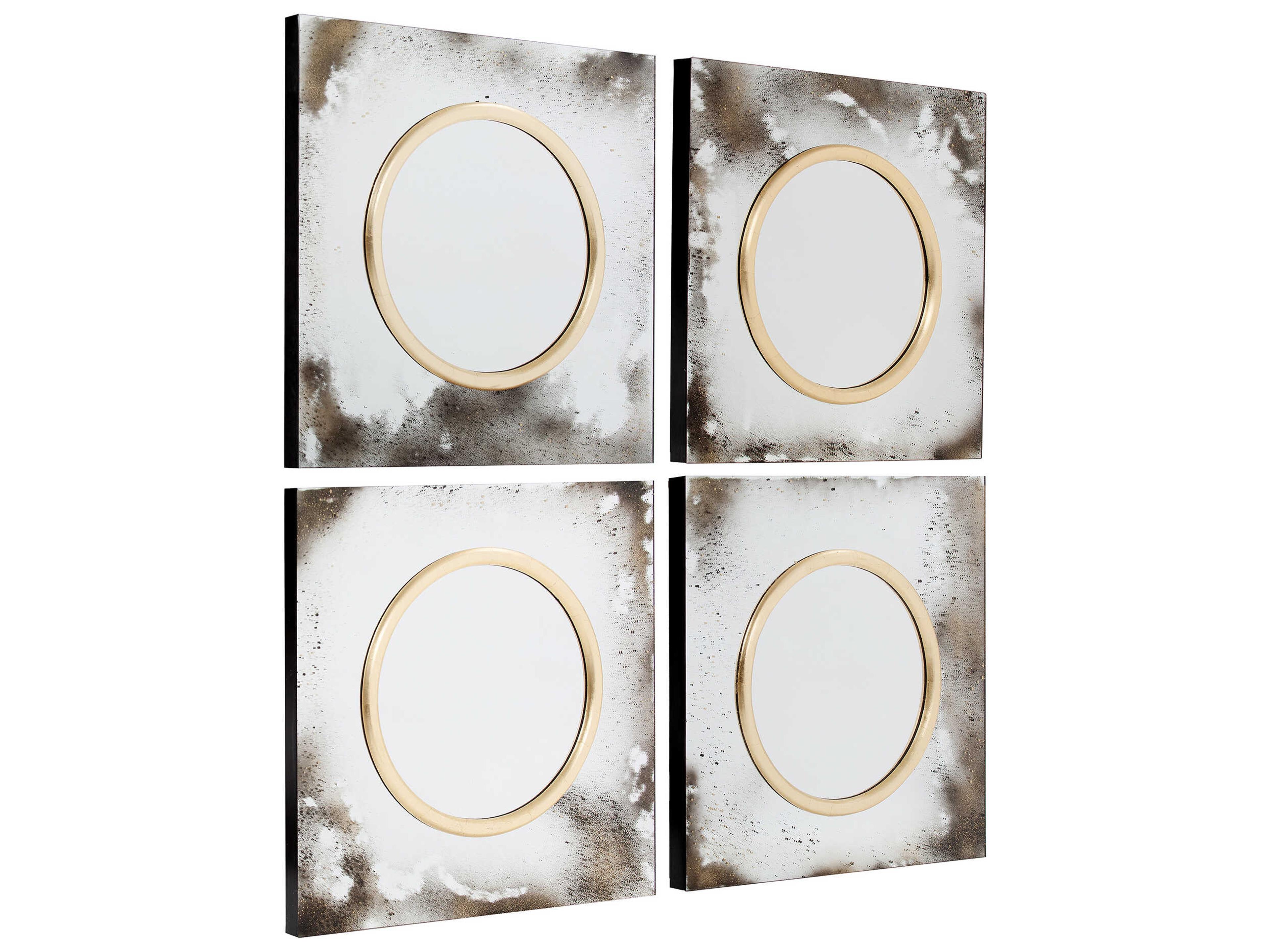 Howard Elliott Spectra Antiqued Silver Square Antique Mirror Set of 4