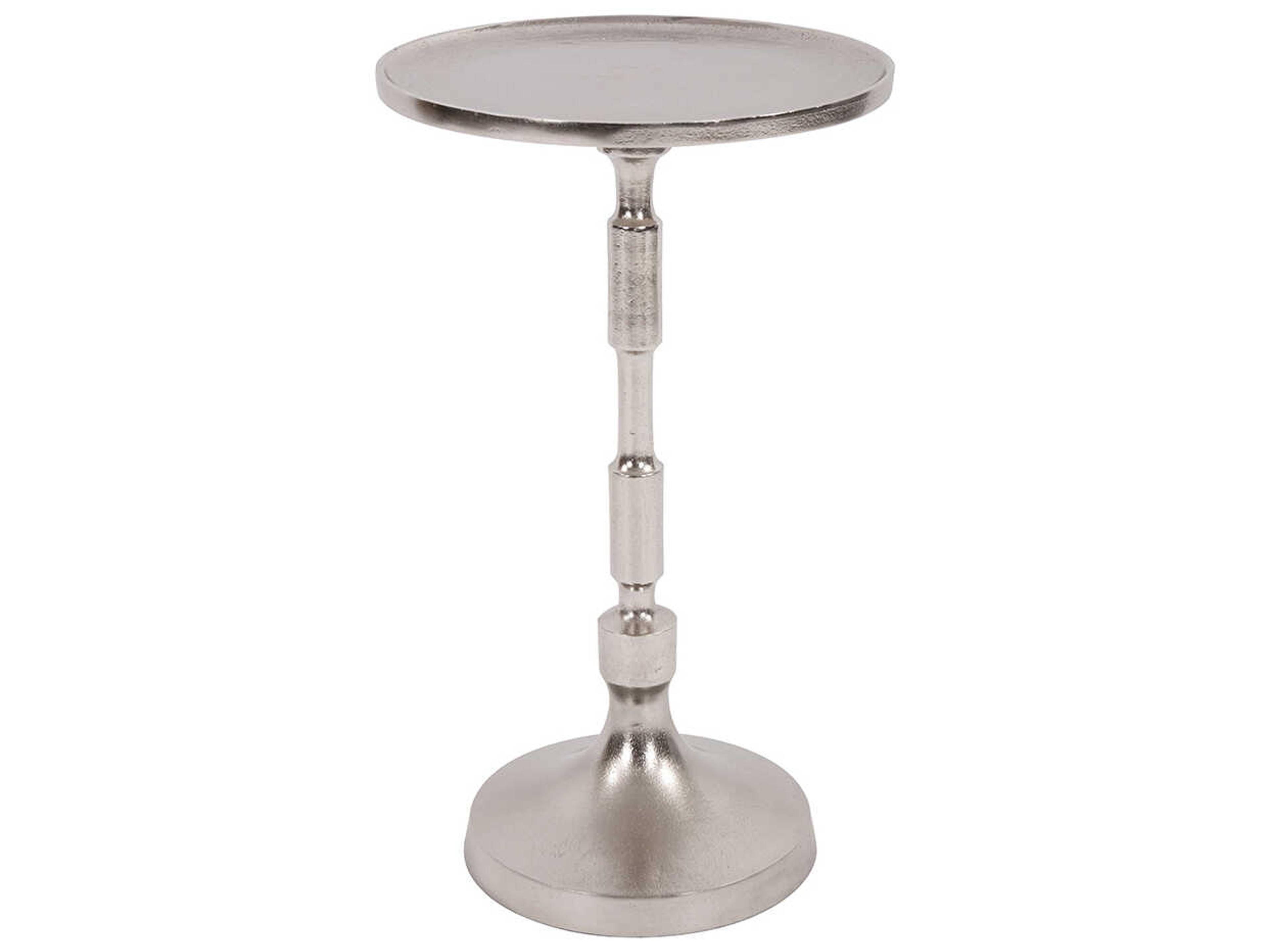 Howard Elliott Candlestick Round Metal Nickel End Table