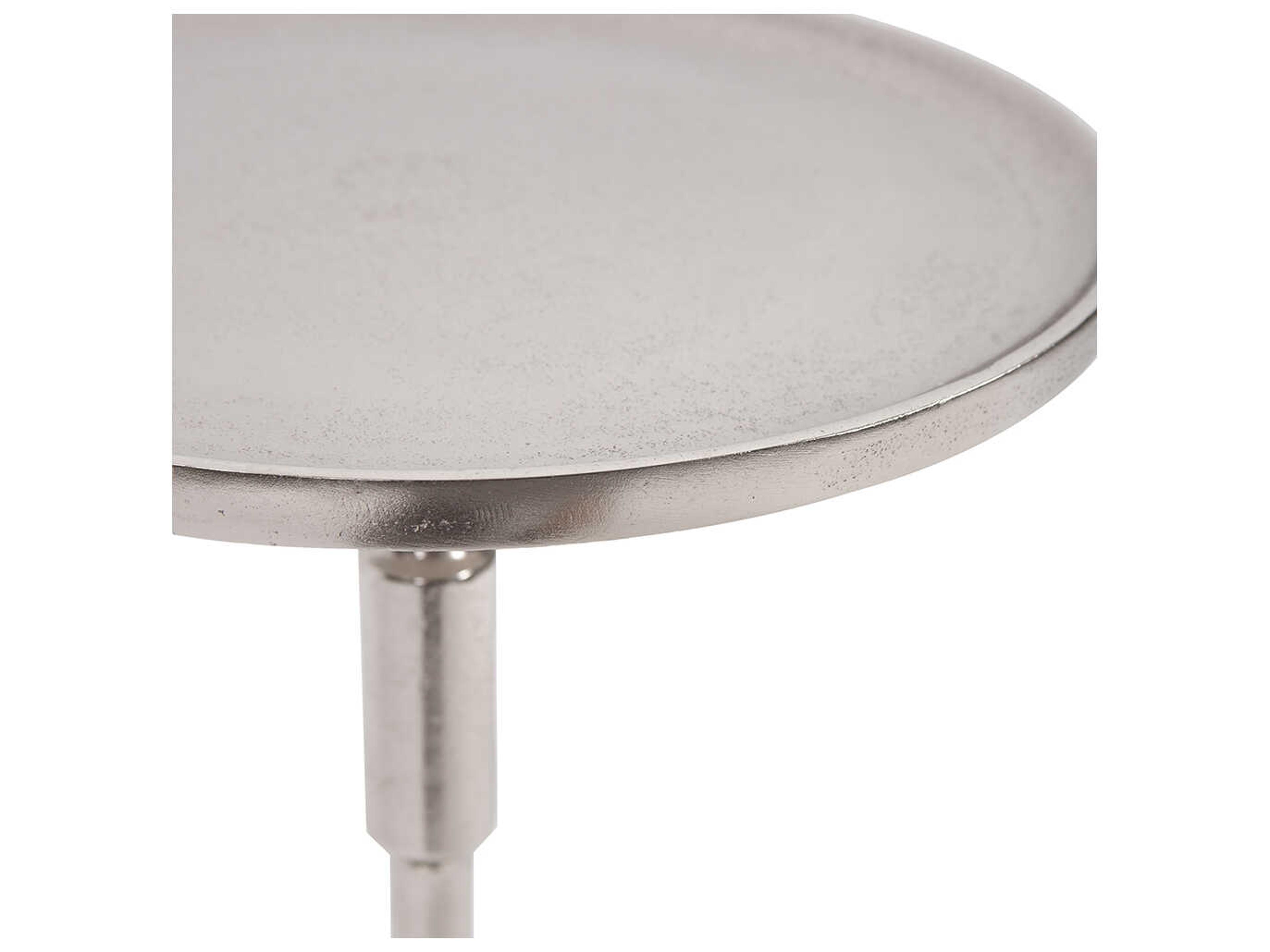 Howard Elliott Candlestick Round Metal Nickel End Table