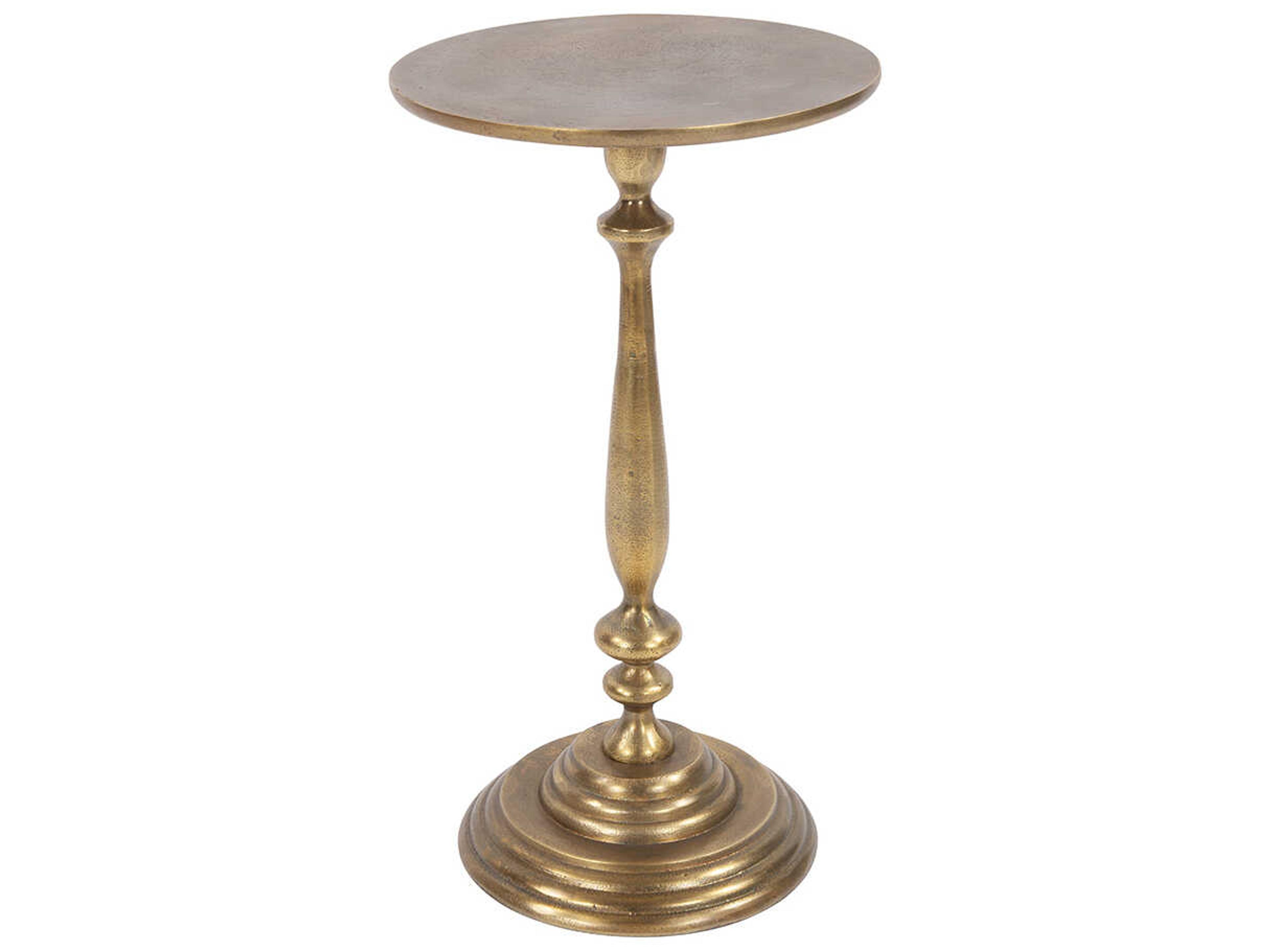 Howard Elliott Candlestick Round Metal Brass End Table