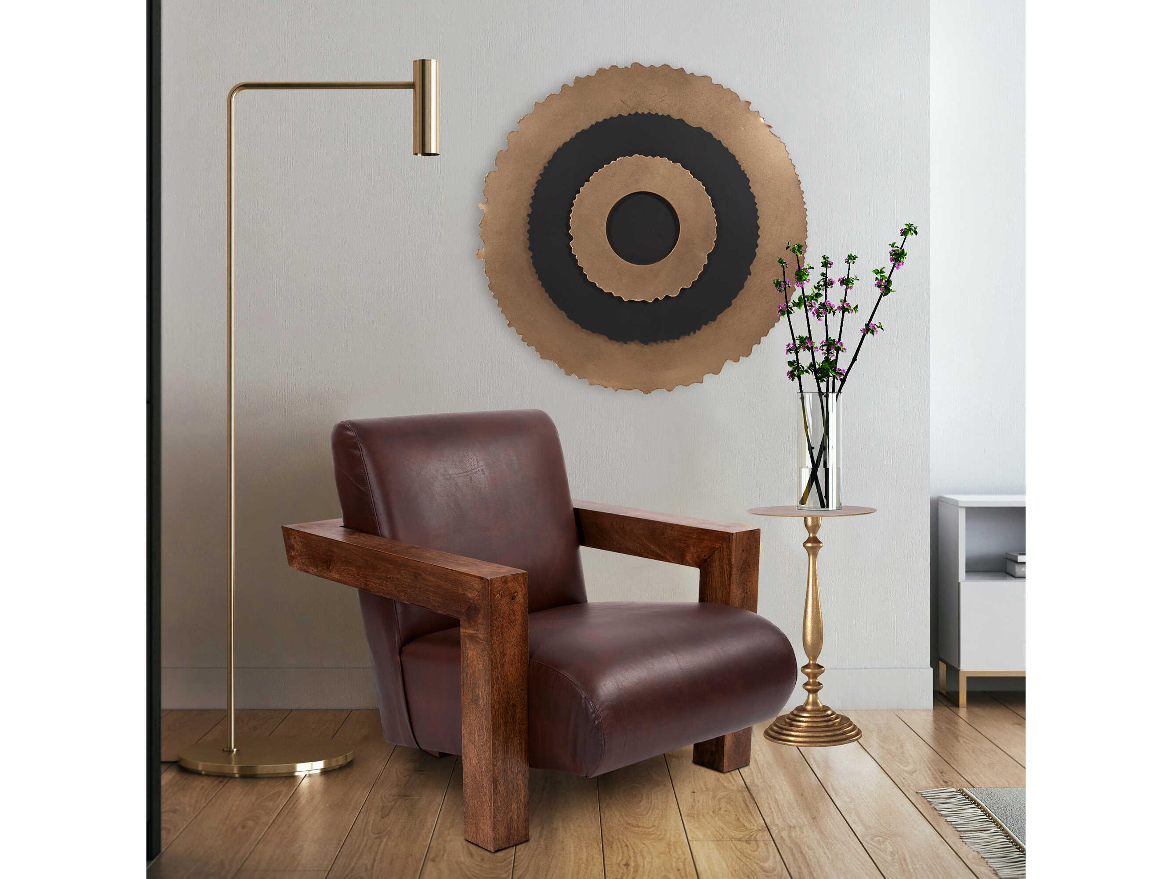 Howard Elliott Candlestick Round Metal Brass End Table