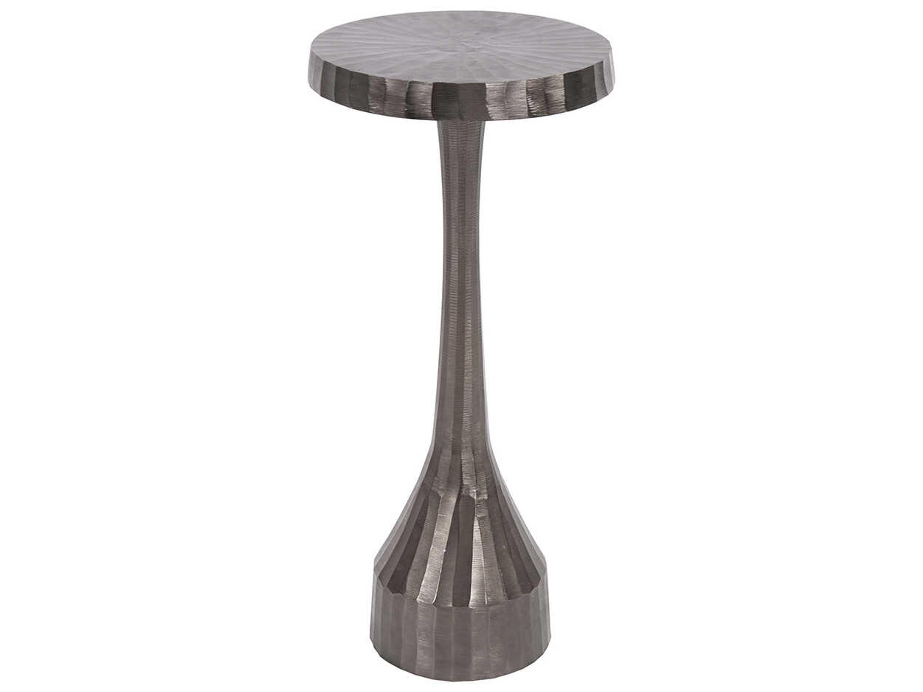 Chiseled 9" Round Metal Graphite End Table