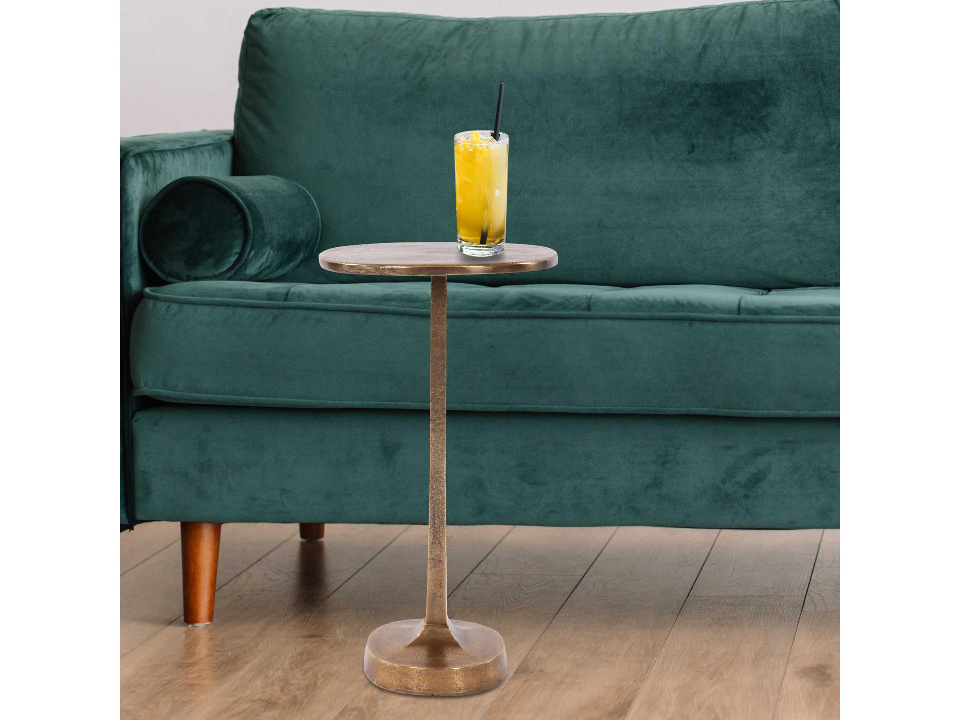 Howard Elliott Round Metal Antique Brass End Table