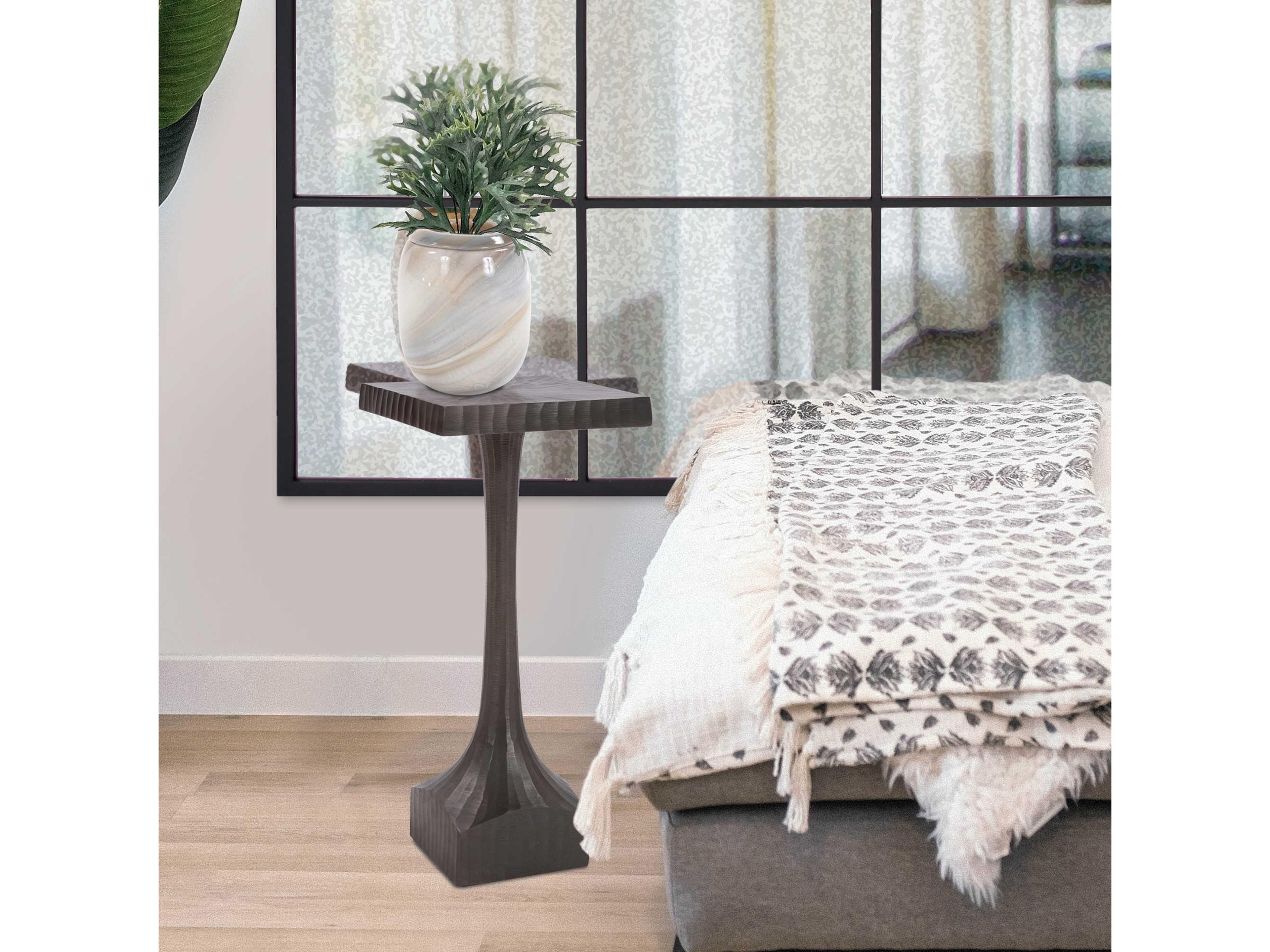 Howard Elliott 9" Square Metal Graphite End Table