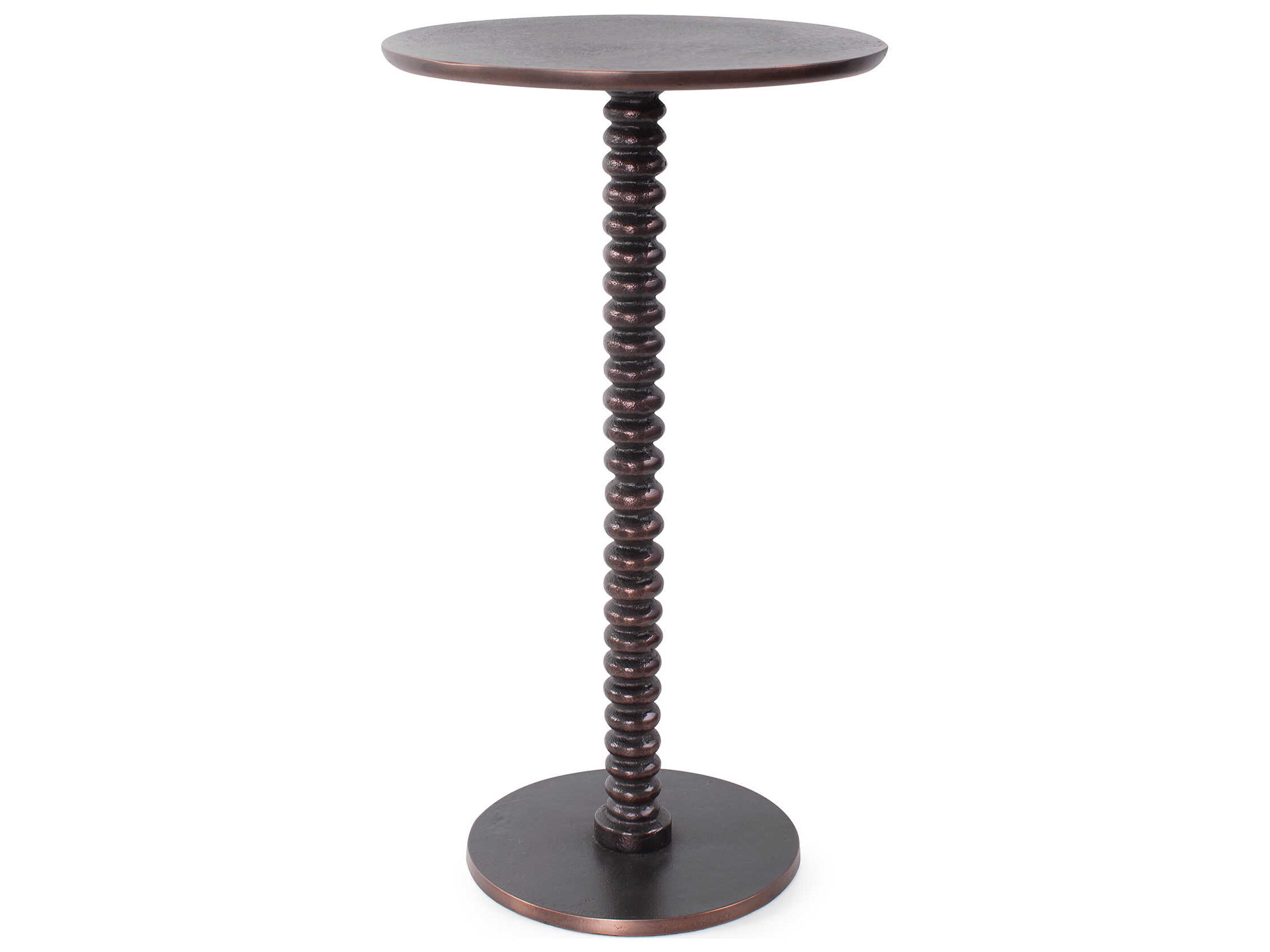 Howard Elliott Brancusi Round Metal Bronze End Table