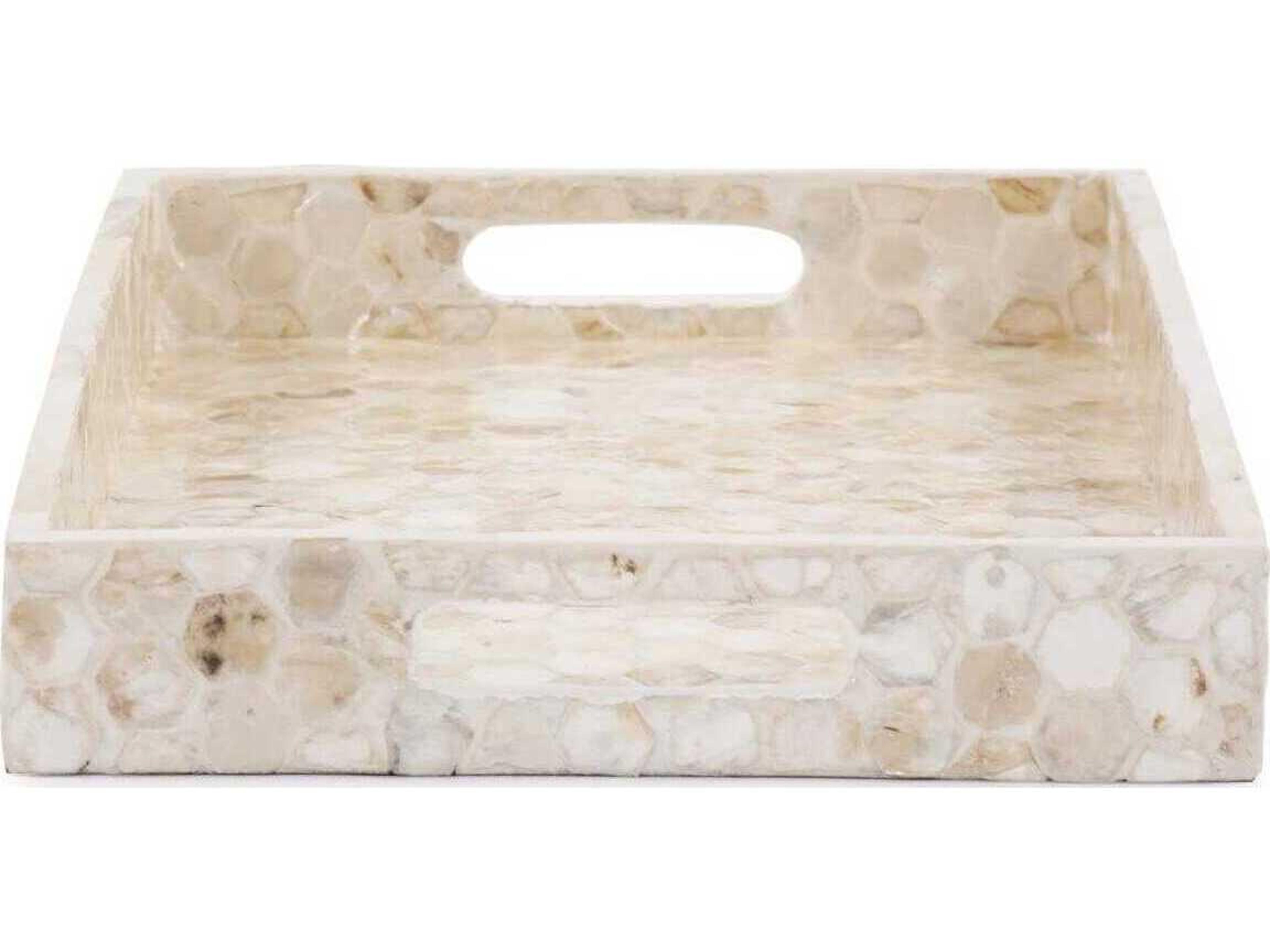 Howard Elliott Cream Gray Capiz Shell Serving Tray