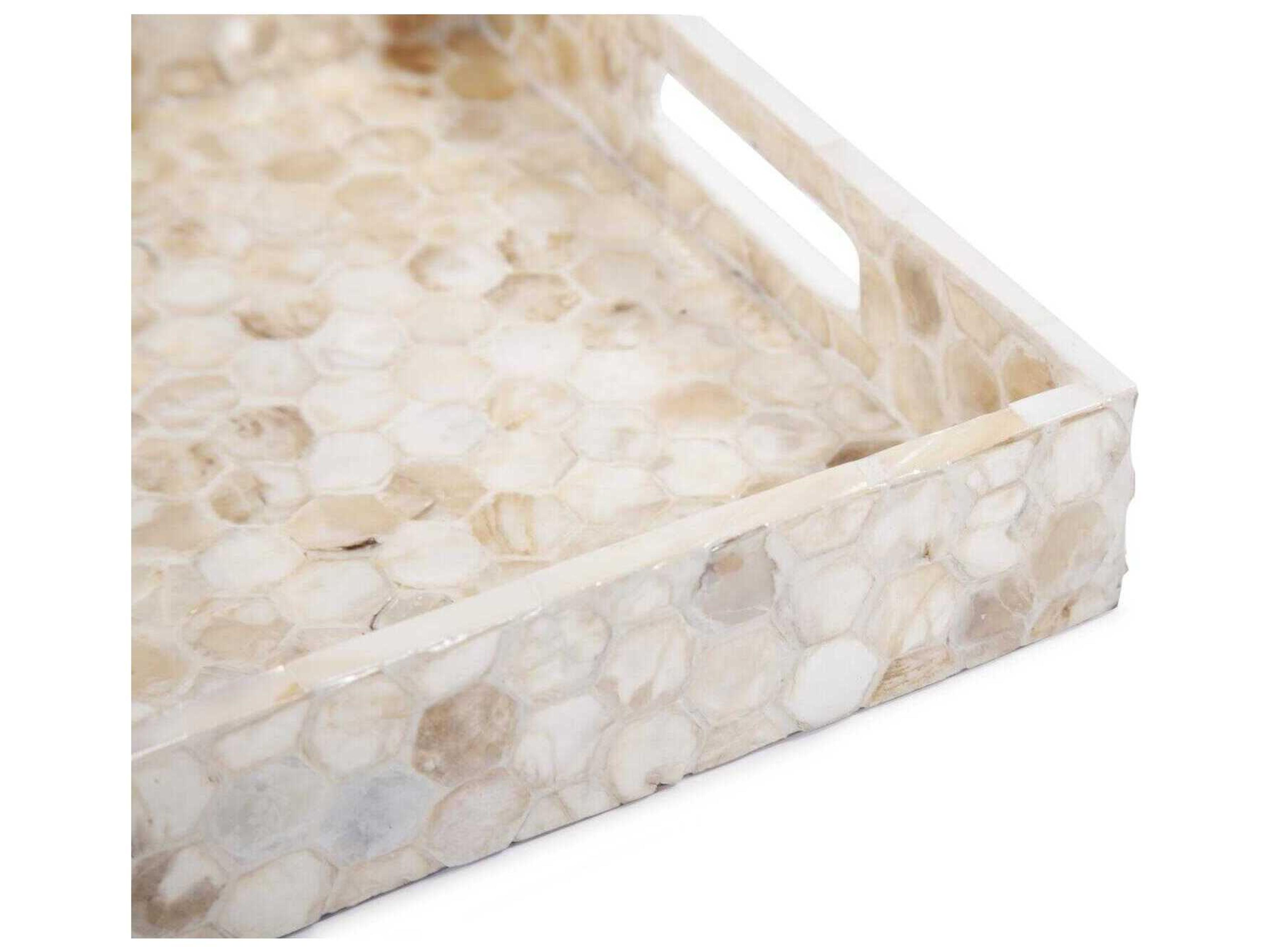 Howard Elliott Cream Gray Capiz Shell Serving Tray