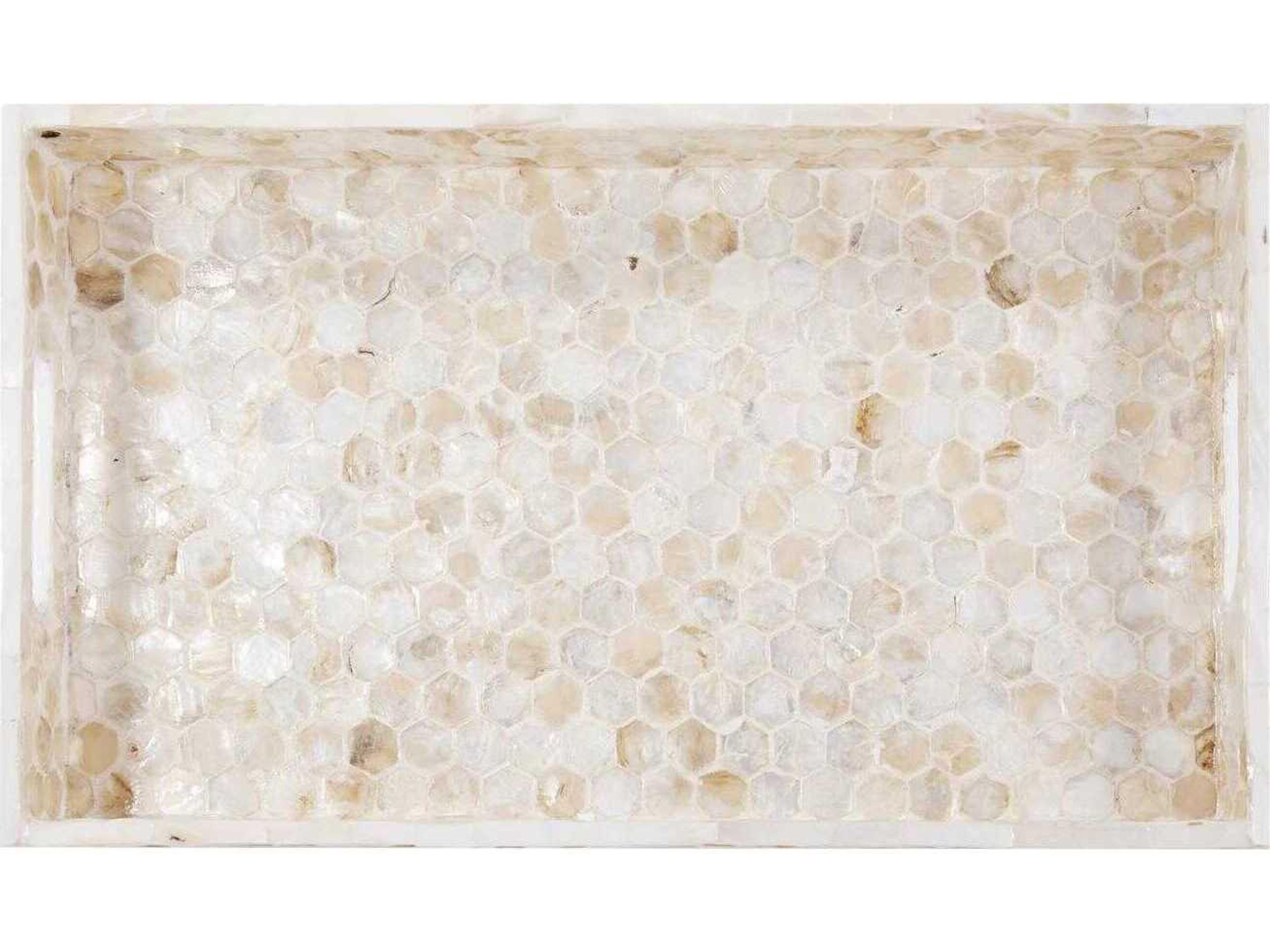 Howard Elliott Cream Gray Capiz Shell Serving Tray