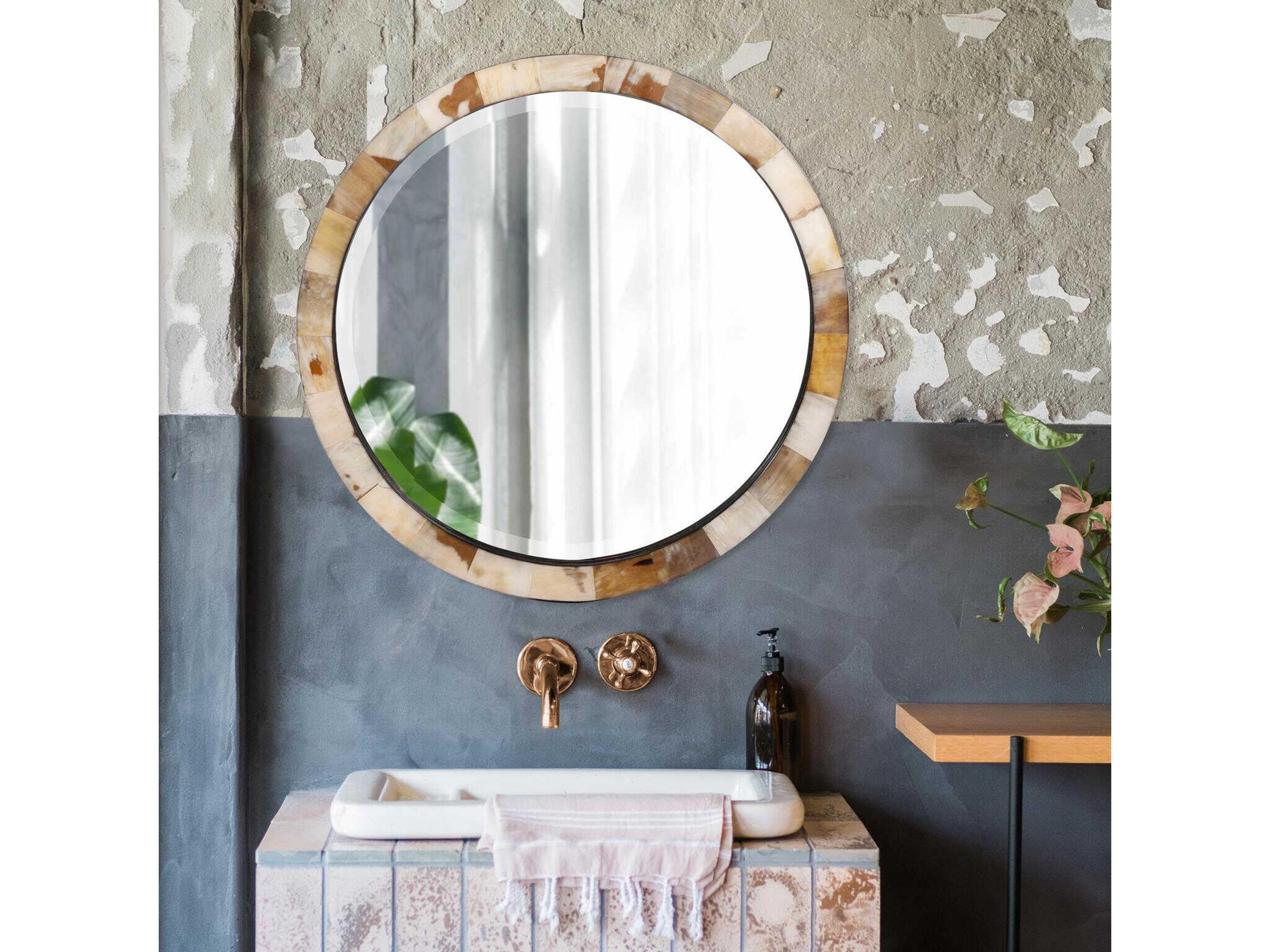 Howard Elliott Godfrey Natural Round Wall Mirror