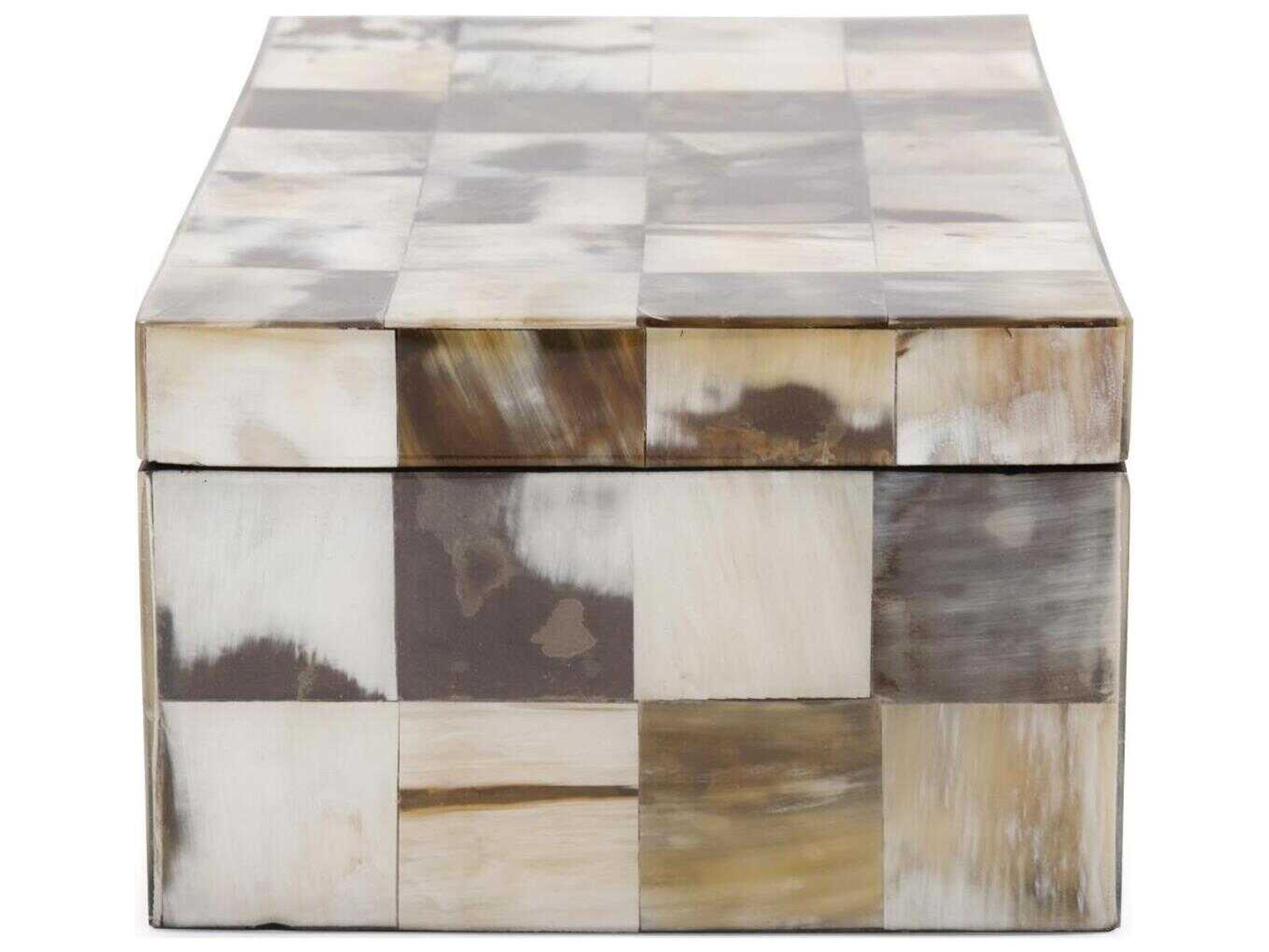 Howard Elliott Godfrey Rectangular White Horn Tiled Box