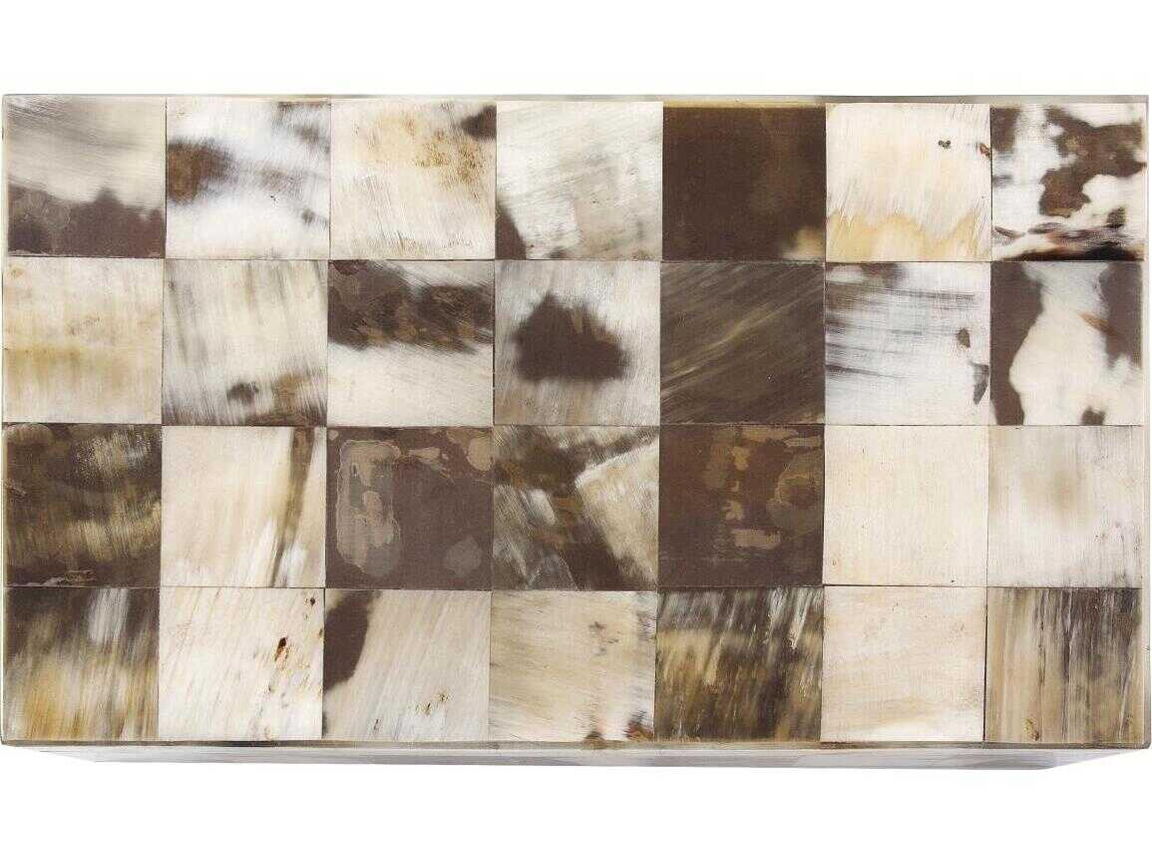 Howard Elliott Godfrey Rectangular White Horn Tiled Box