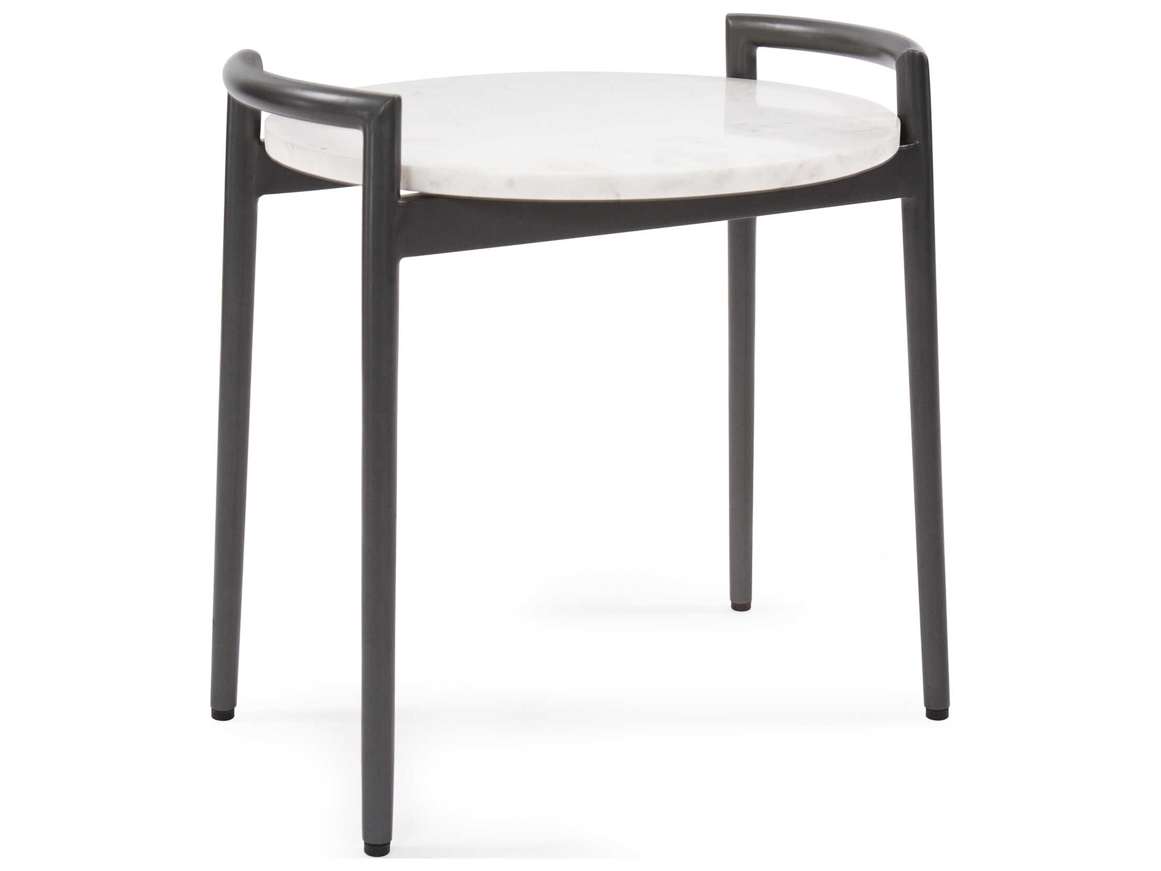 Round Marble Black White End Table